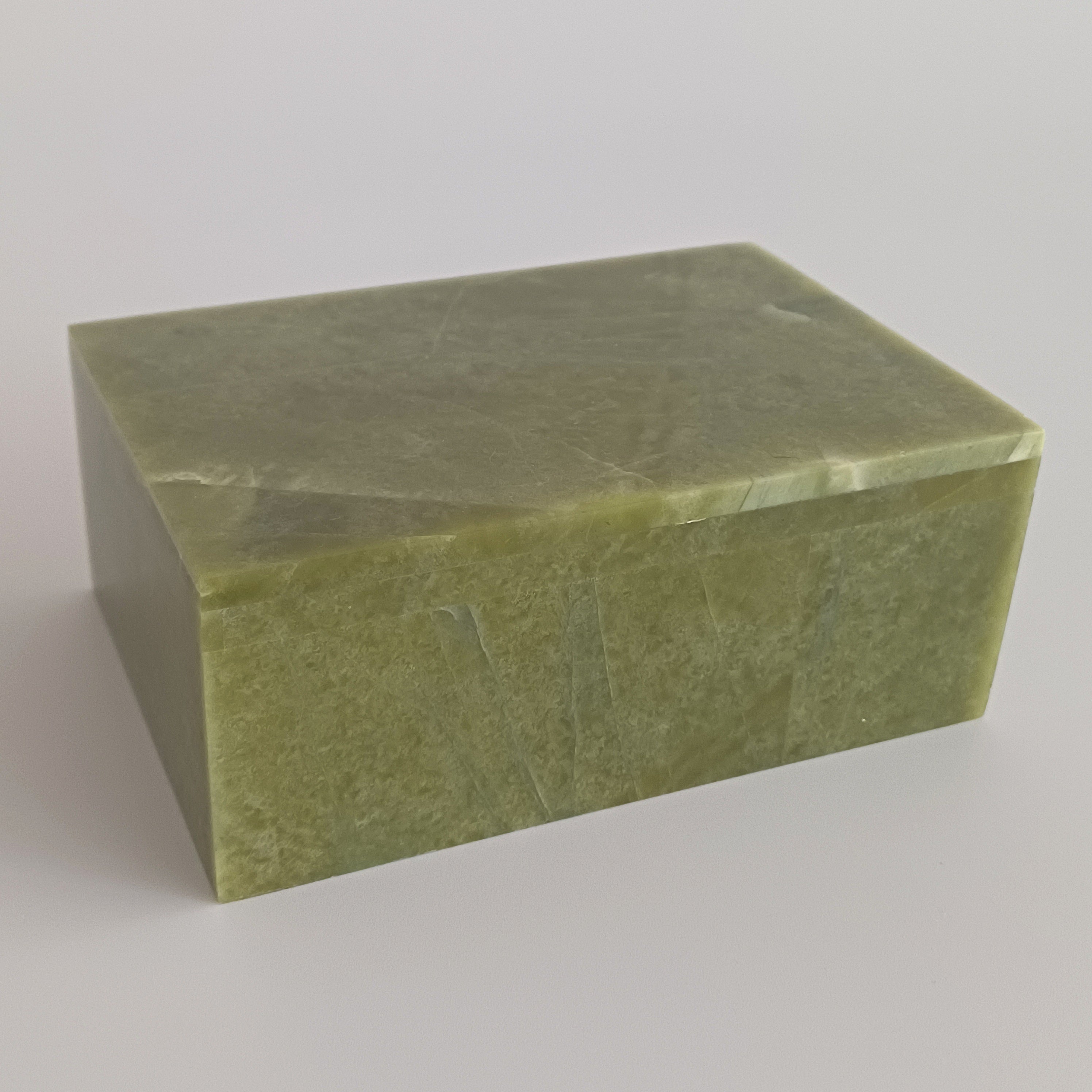 Afghan Handmade Serpentine & White Marble Jewellery Box 12.7x8.7 CM