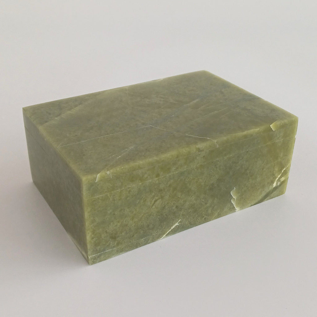 Afghan Handmade Serpentine & White Marble Jewellery Box 12.8x8.8 CM