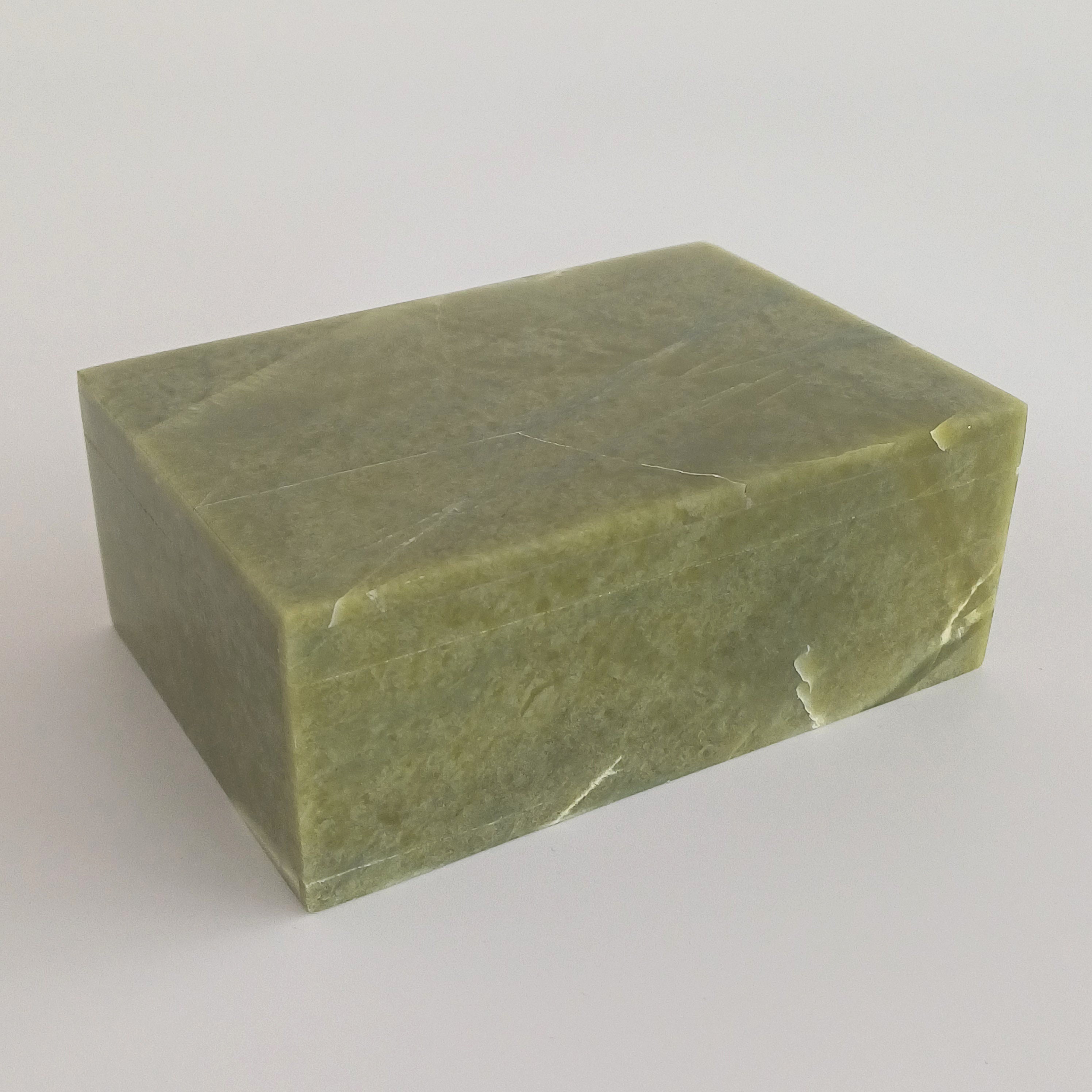 Afghan Handmade Serpentine & White Marble Jewellery Box 12.8x8.8 CM