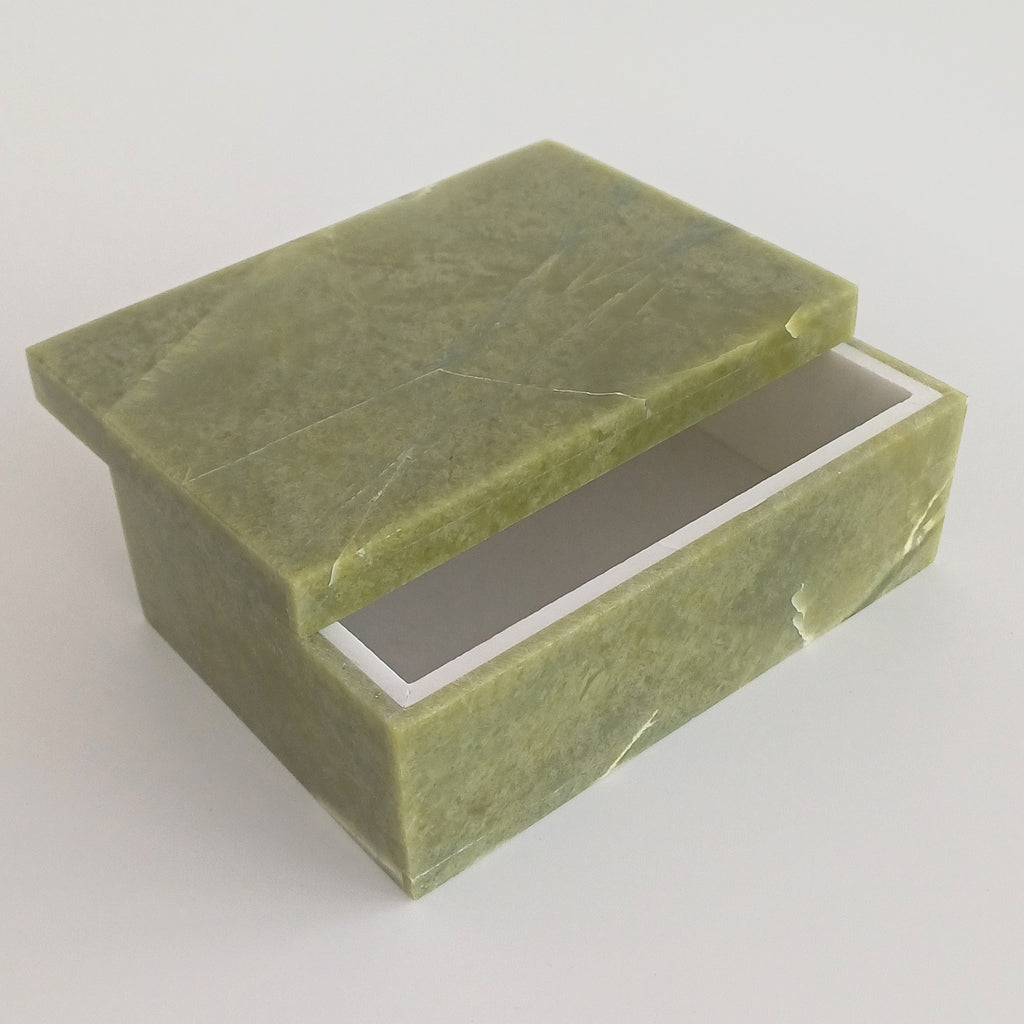 Afghan Handmade Serpentine & White Marble Jewellery Box 12.8x8.8 CM