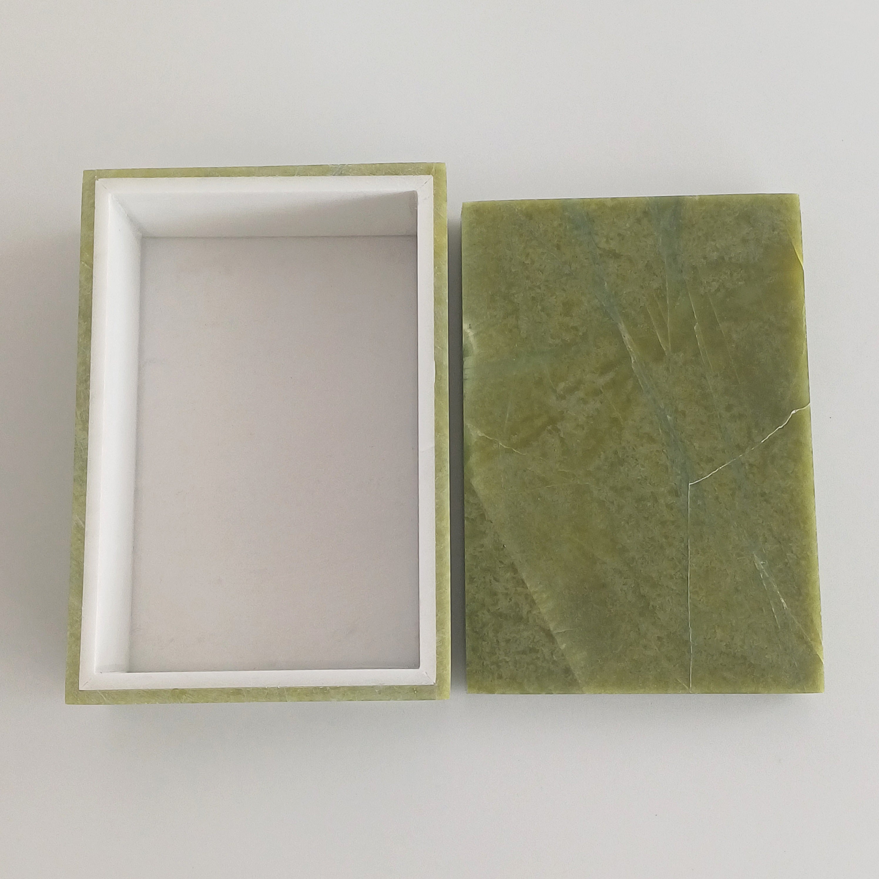 Afghan Handmade Serpentine & White Marble Jewellery Box 12.8x8.8 CM