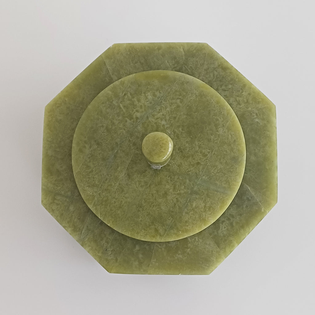 Afghan Handmade Serpentine & White Marble Jewellery Box 9.7x9.7 CM