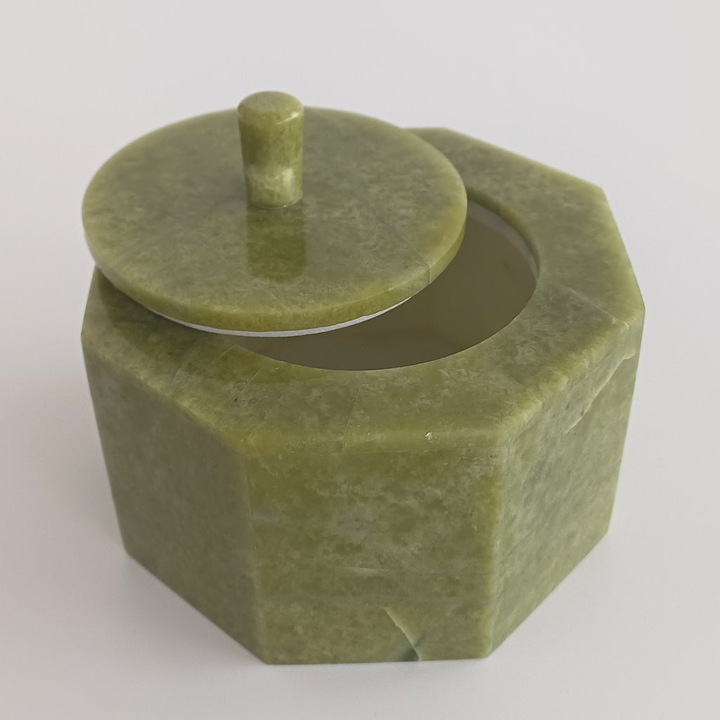 Afghan Handmade Serpentine & White Marble Jewellery Box 9.7x9.7 CM