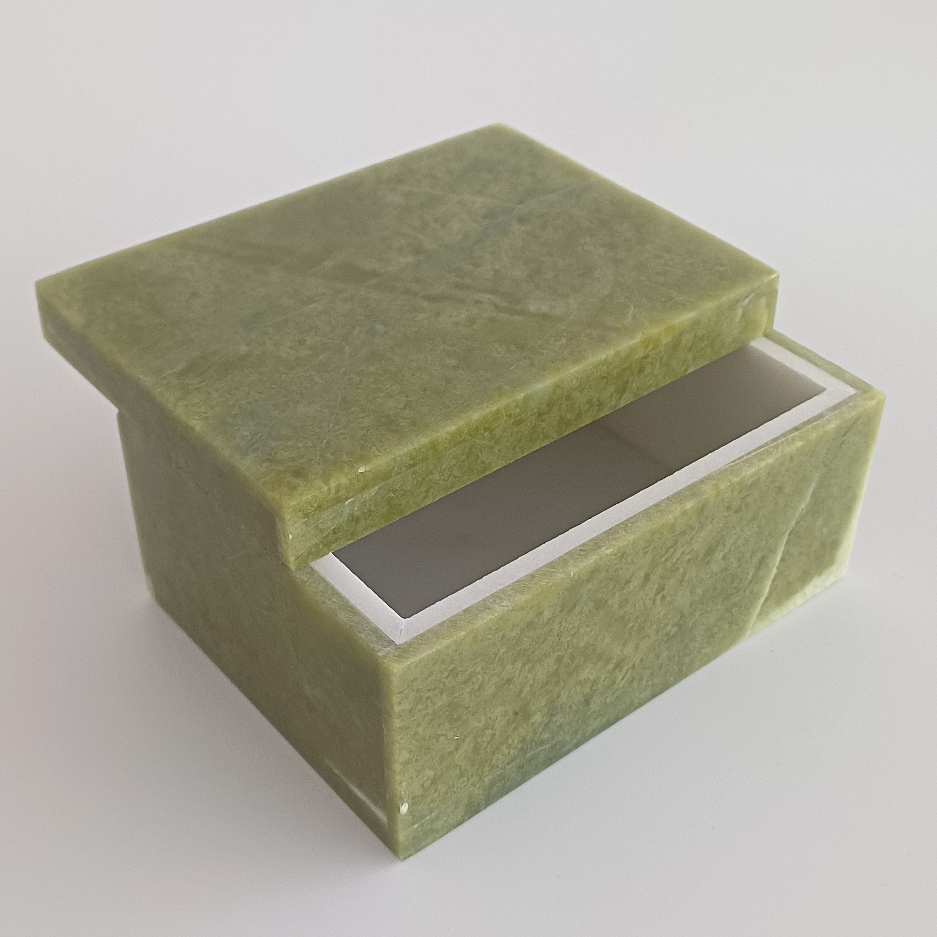 Afghan Handmade Serpentine & White Marble Jewellery Box 9.7x7.3 CM