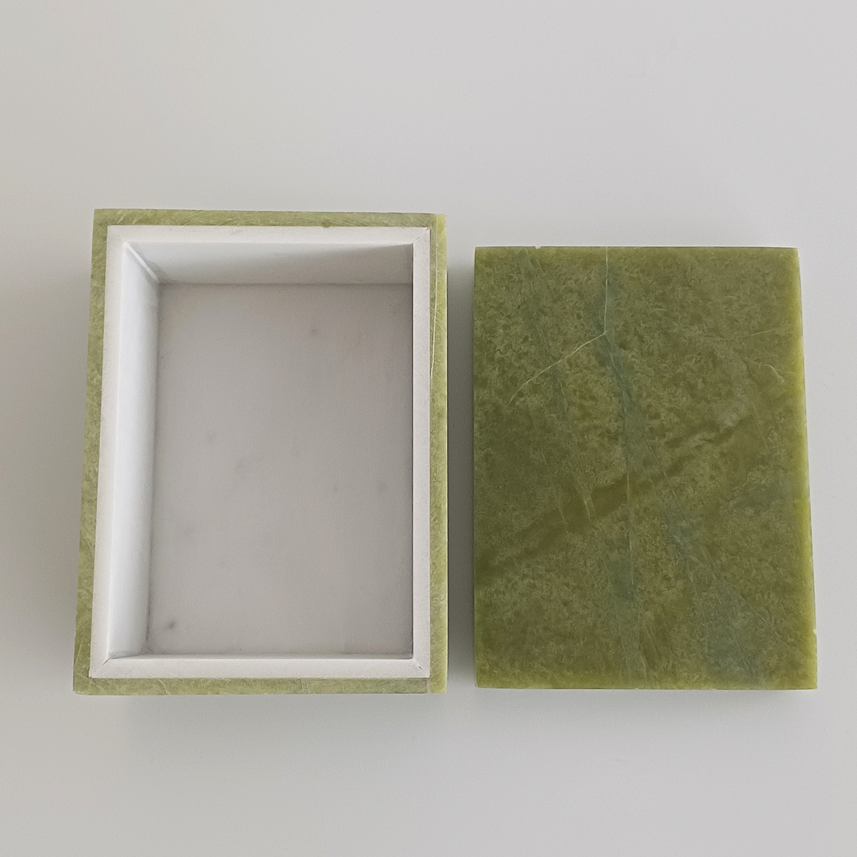 Afghan Handmade Serpentine & White Marble Jewellery Box 9.7x7.3 CM