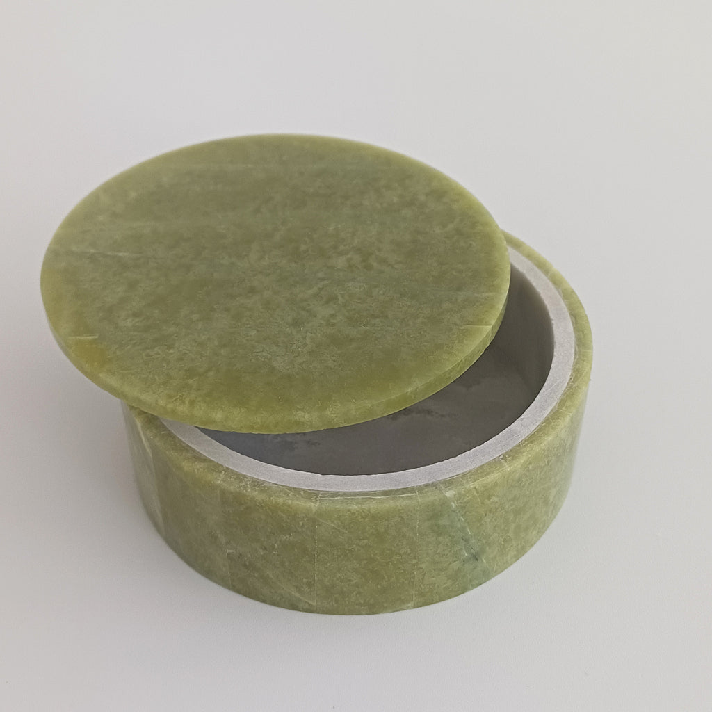 Afghan Handmade Serpentine & White Marble Jewellery Box 7.5x7.5 CM