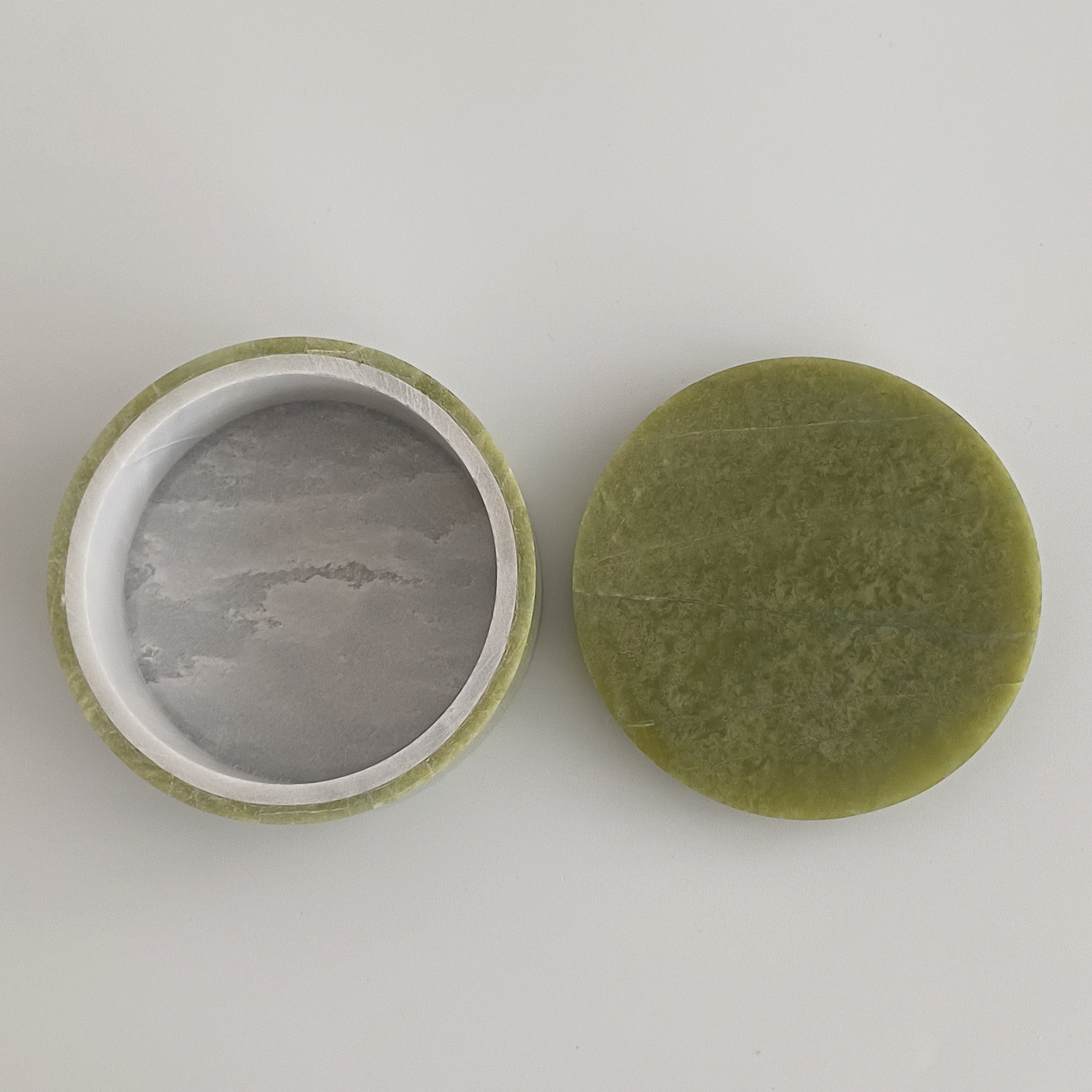 Afghan Handmade Serpentine & White Marble Jewellery Box 7.5x7.5 CM