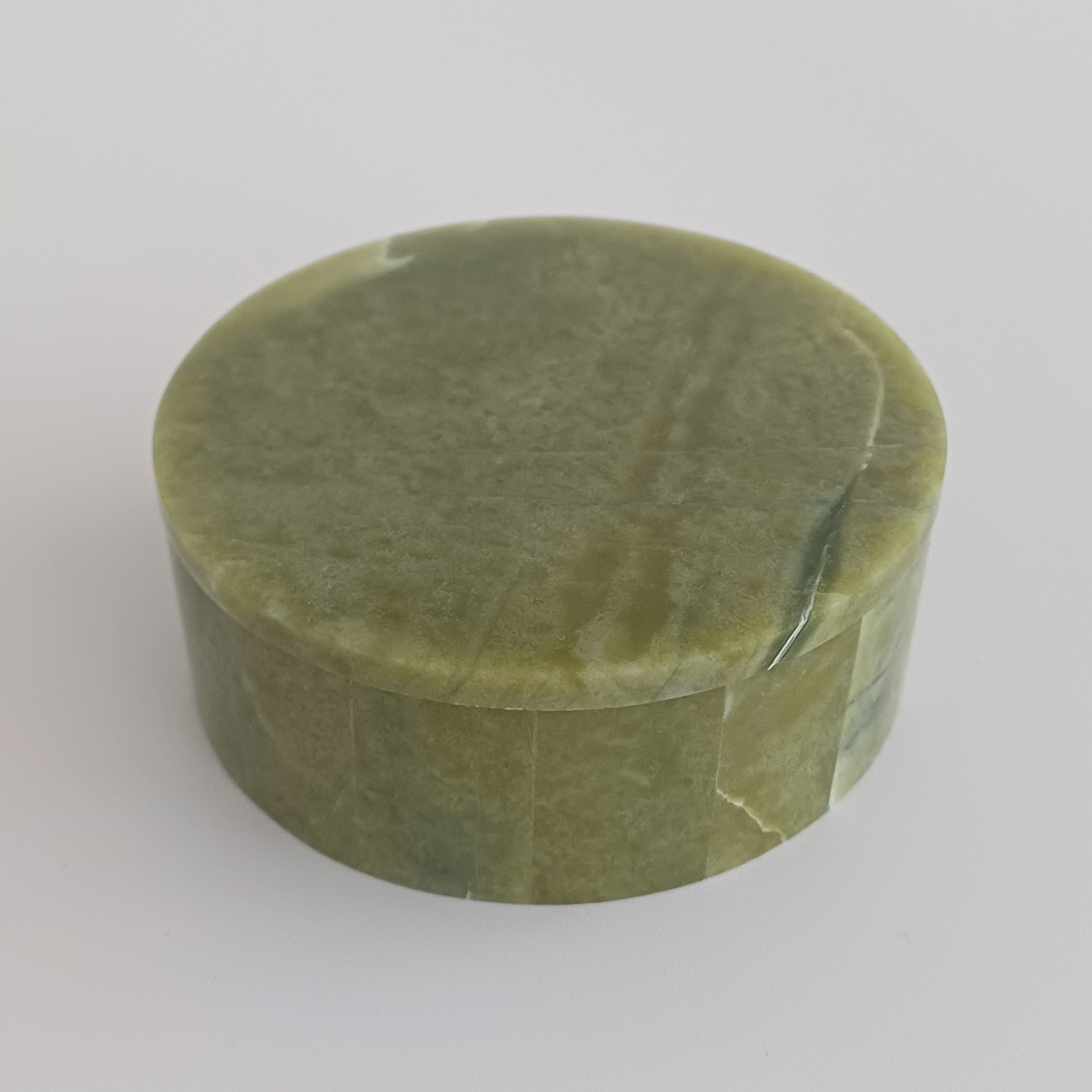 Afghan Handmade Serpentine & White Marble Jewellery Box 7.7x7.7 CM