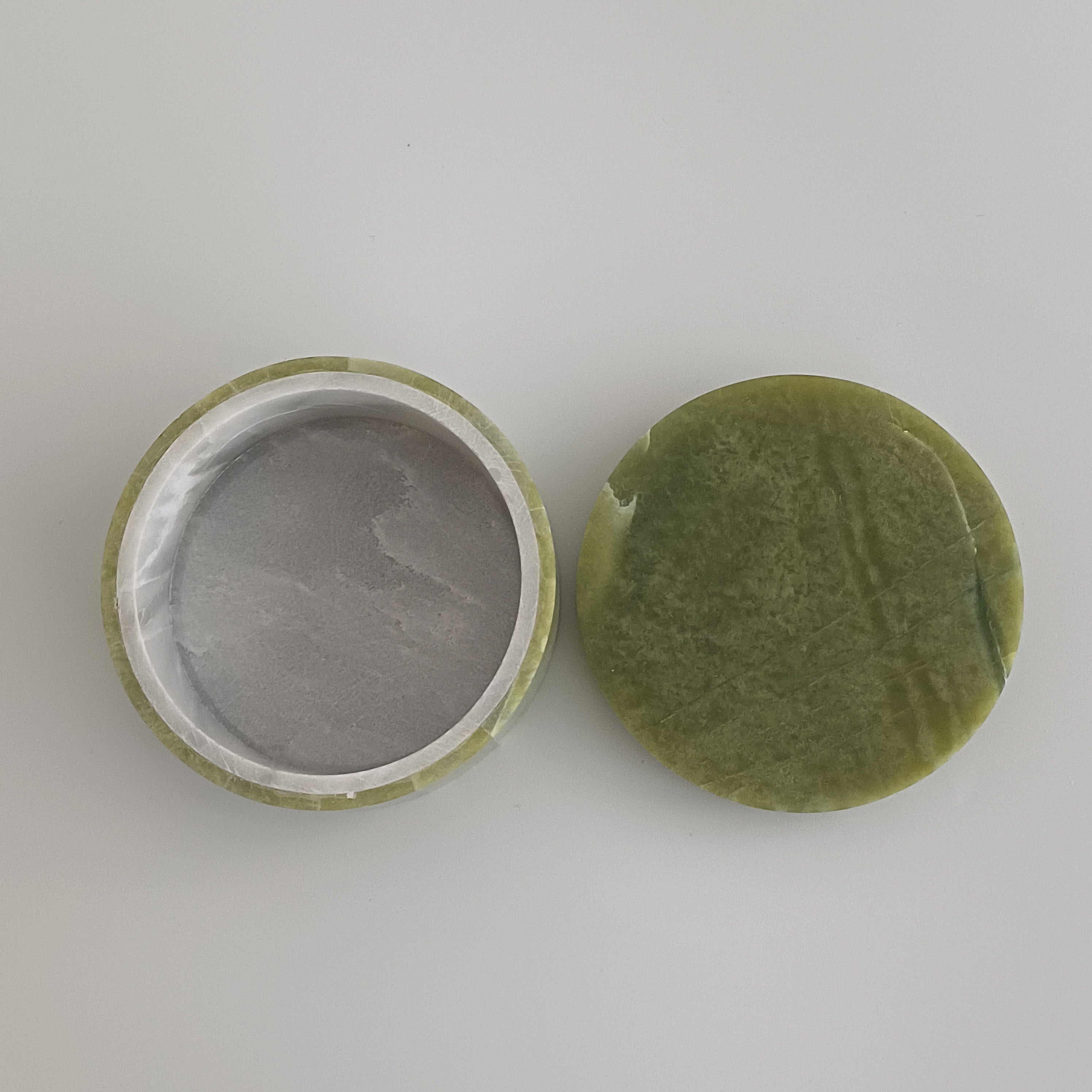 Afghan Handmade Serpentine & White Marble Jewellery Box 7.7x7.7 CM