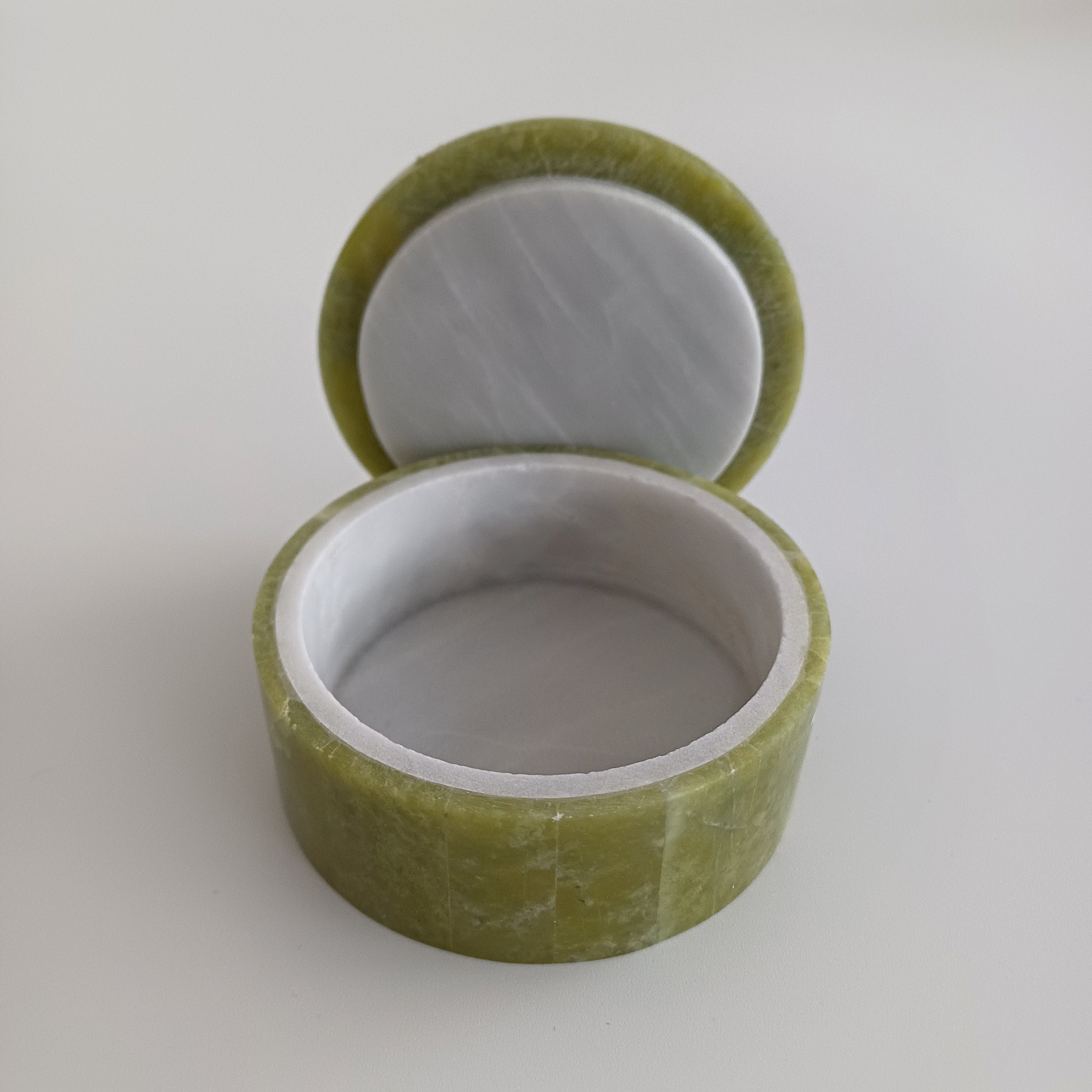 Afghan Handmade Serpentine & White Marble Jewellery Box 6.5x6.5 CM