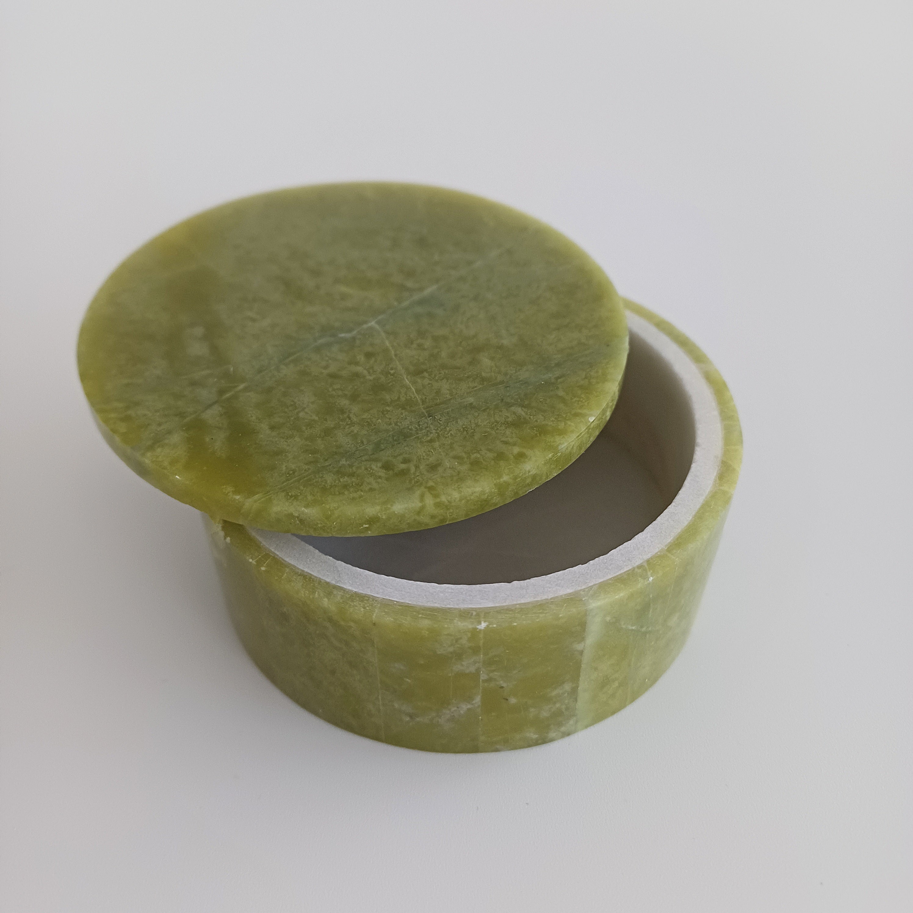 Afghan Handmade Serpentine & White Marble Jewellery Box 6.5x6.5 CM