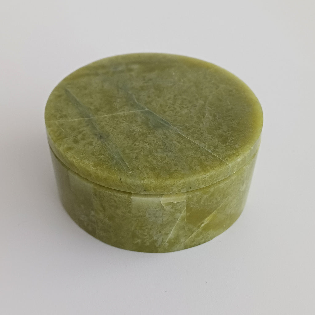 Afghan Handmade Serpentine & White Marble Jewellery Box 6.5x6.5 CM