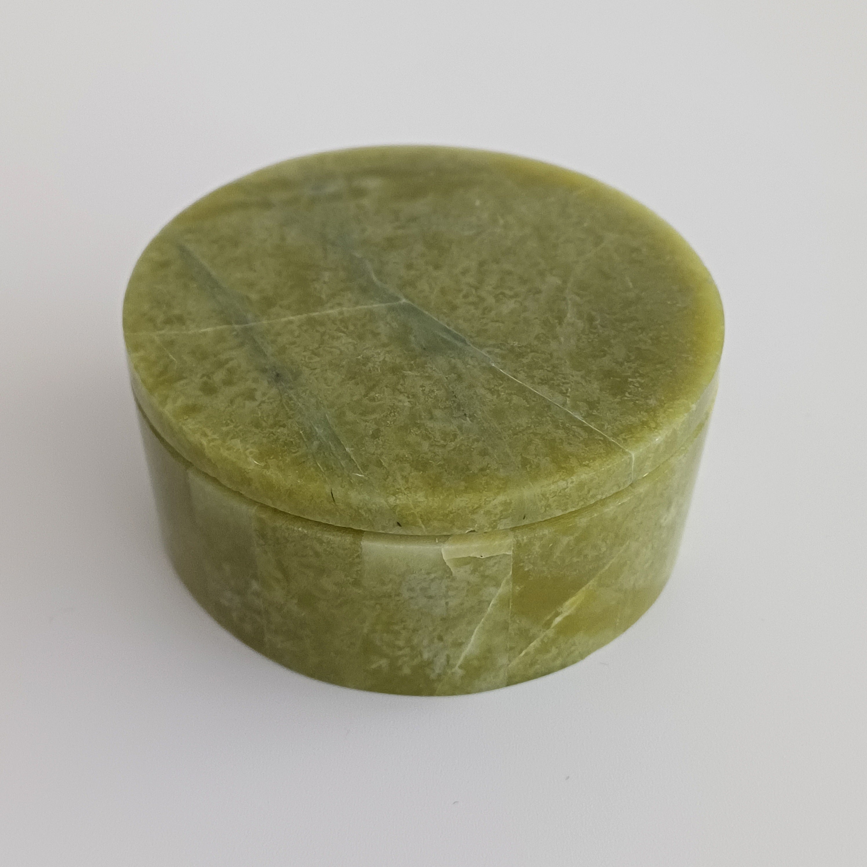 Afghan Handmade Serpentine & White Marble Jewellery Box 6.5x6.5 CM