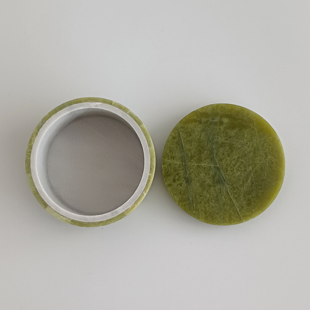 Afghan Handmade Serpentine & White Marble Jewellery Box 6.5x6.5 CM