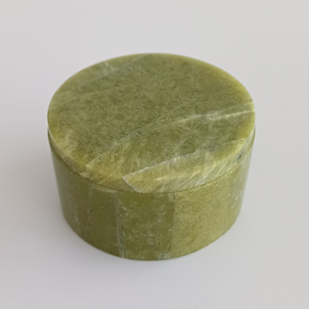 Afghan Handmade Serpentine & White Marble Jewellery Box 4.9x4.9 CM