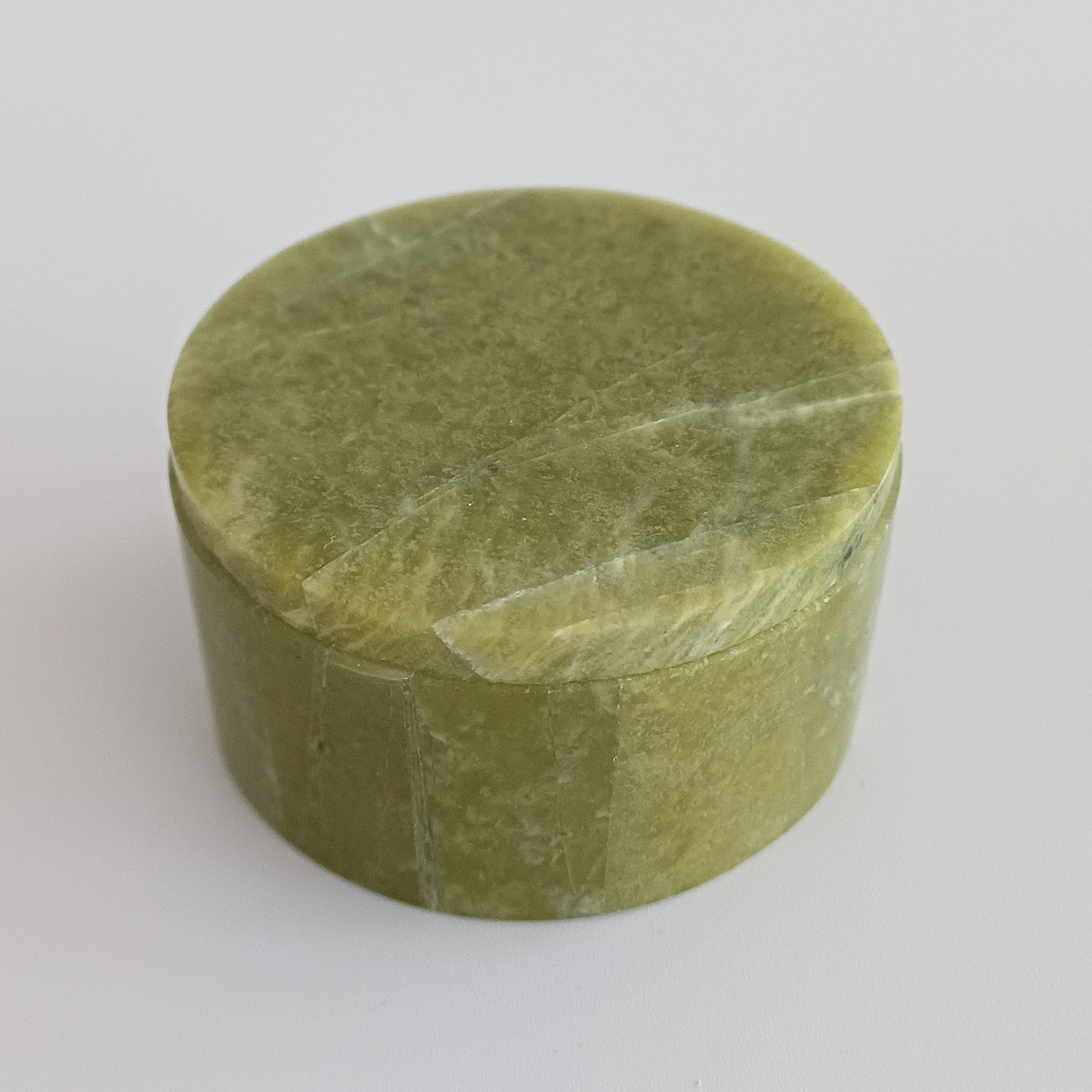 Afghan Handmade Serpentine & White Marble Jewellery Box 4.9x4.9 CM