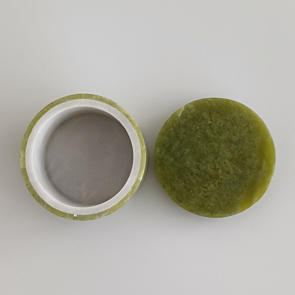 Afghan Handmade Serpentine & White Marble Jewellery Box 4.9x4.9 CM