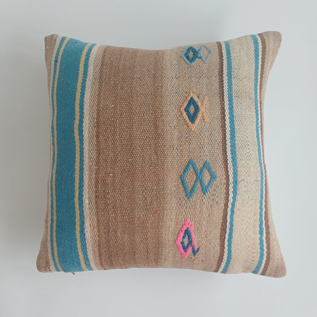 Moroccan Handmade Multicoloured Rug Cushion Cover 16''x16'' / 40x40 CM