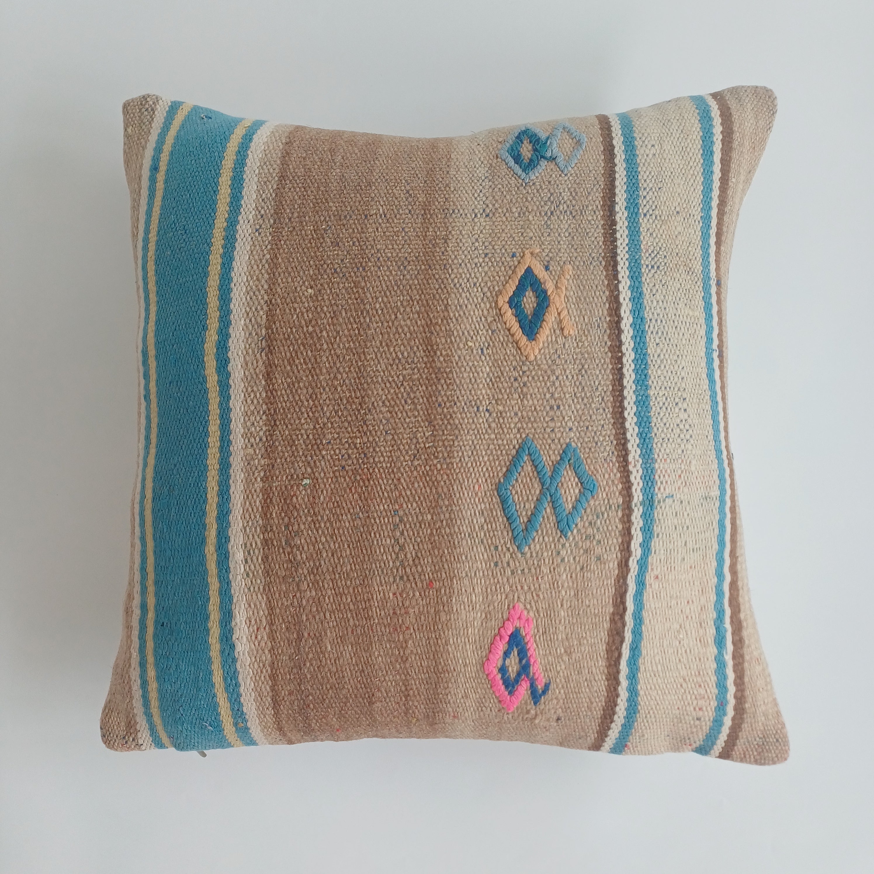 Moroccan Handmade Multicoloured Rug Cushion Cover 16''x16'' / 40x40 CM