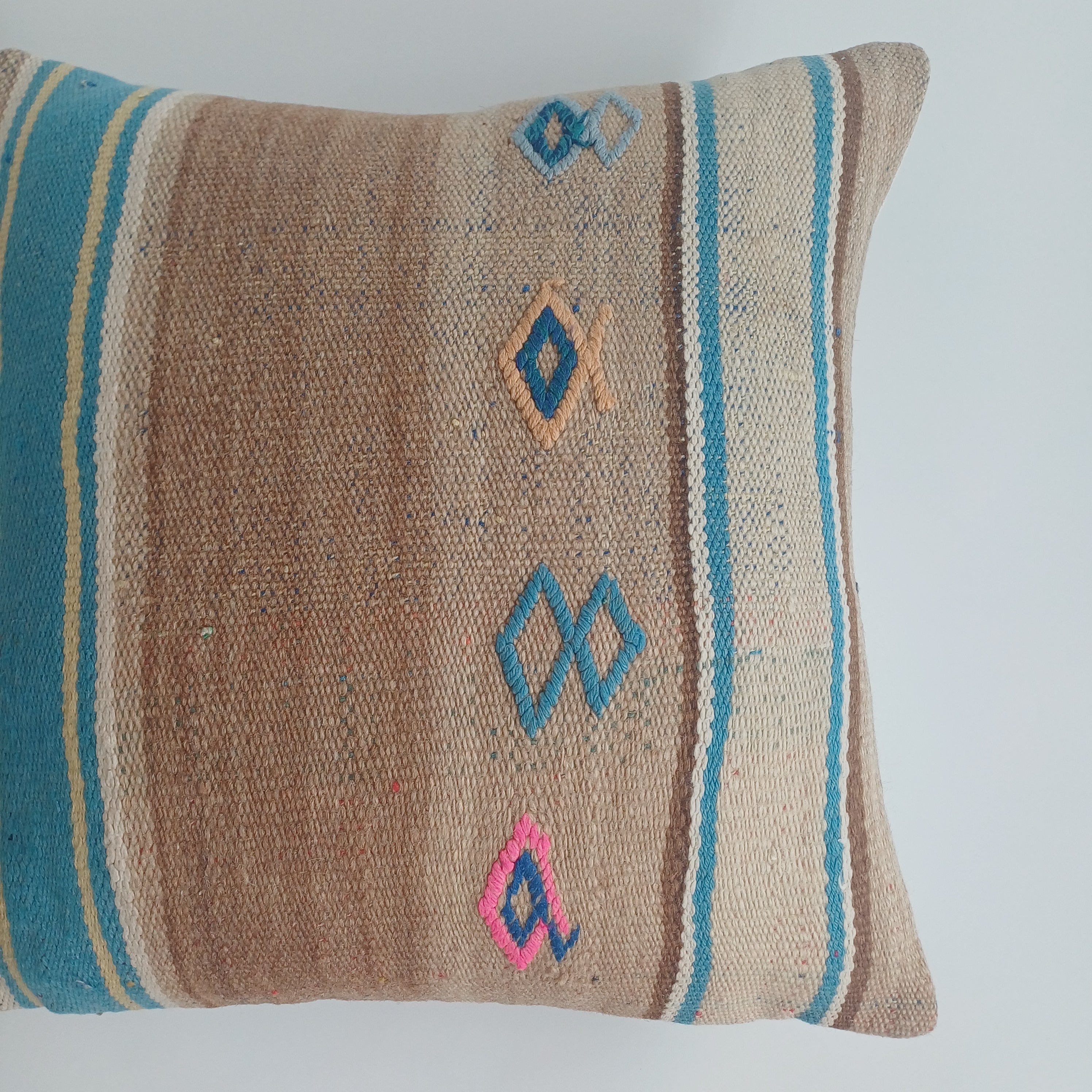 Moroccan Handmade Multicoloured Rug Cushion Cover 16''x16'' / 40x40 CM
