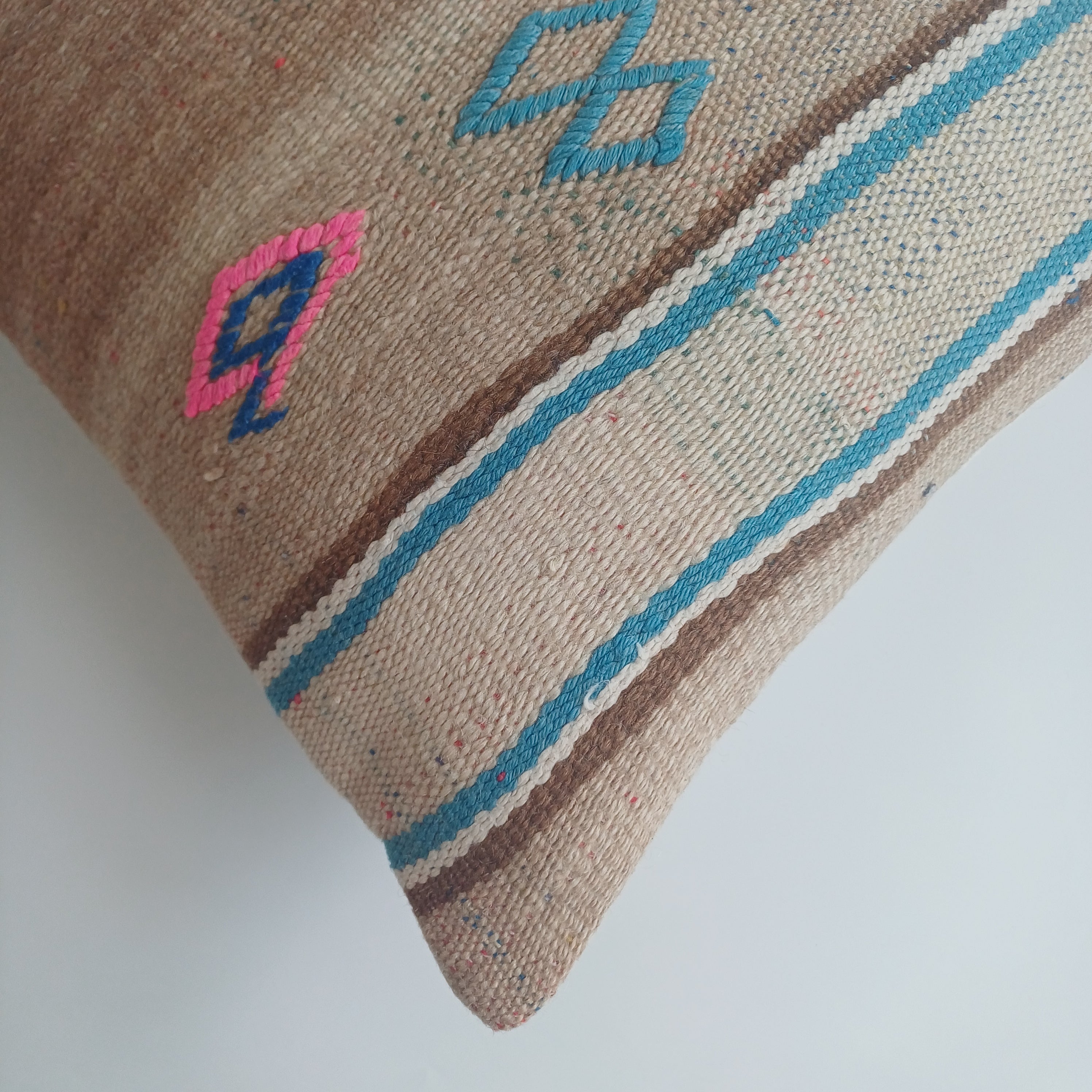 Moroccan Handmade Multicoloured Rug Cushion Cover 16''x16'' / 40x40 CM