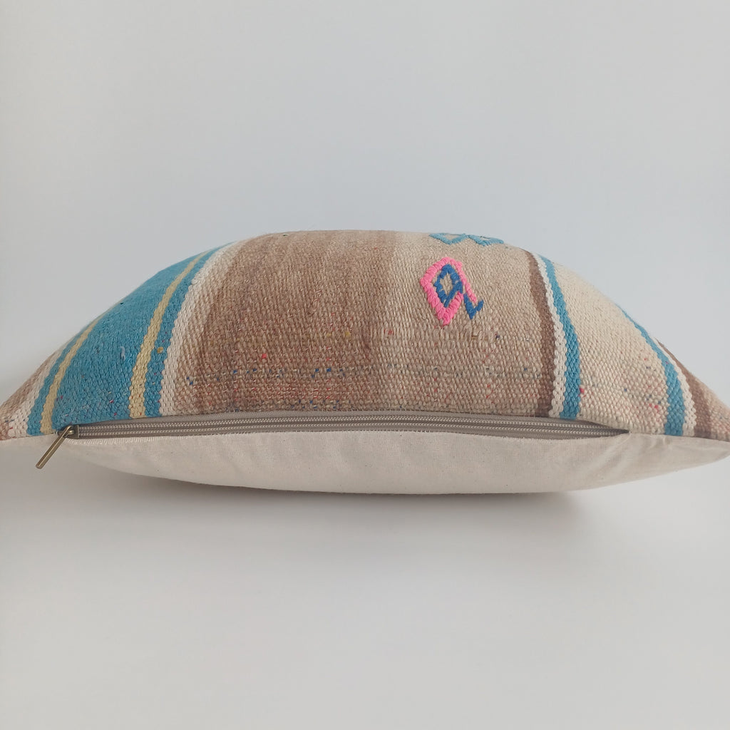 Moroccan Handmade Multicoloured Rug Cushion Cover 16''x16'' / 40x40 CM