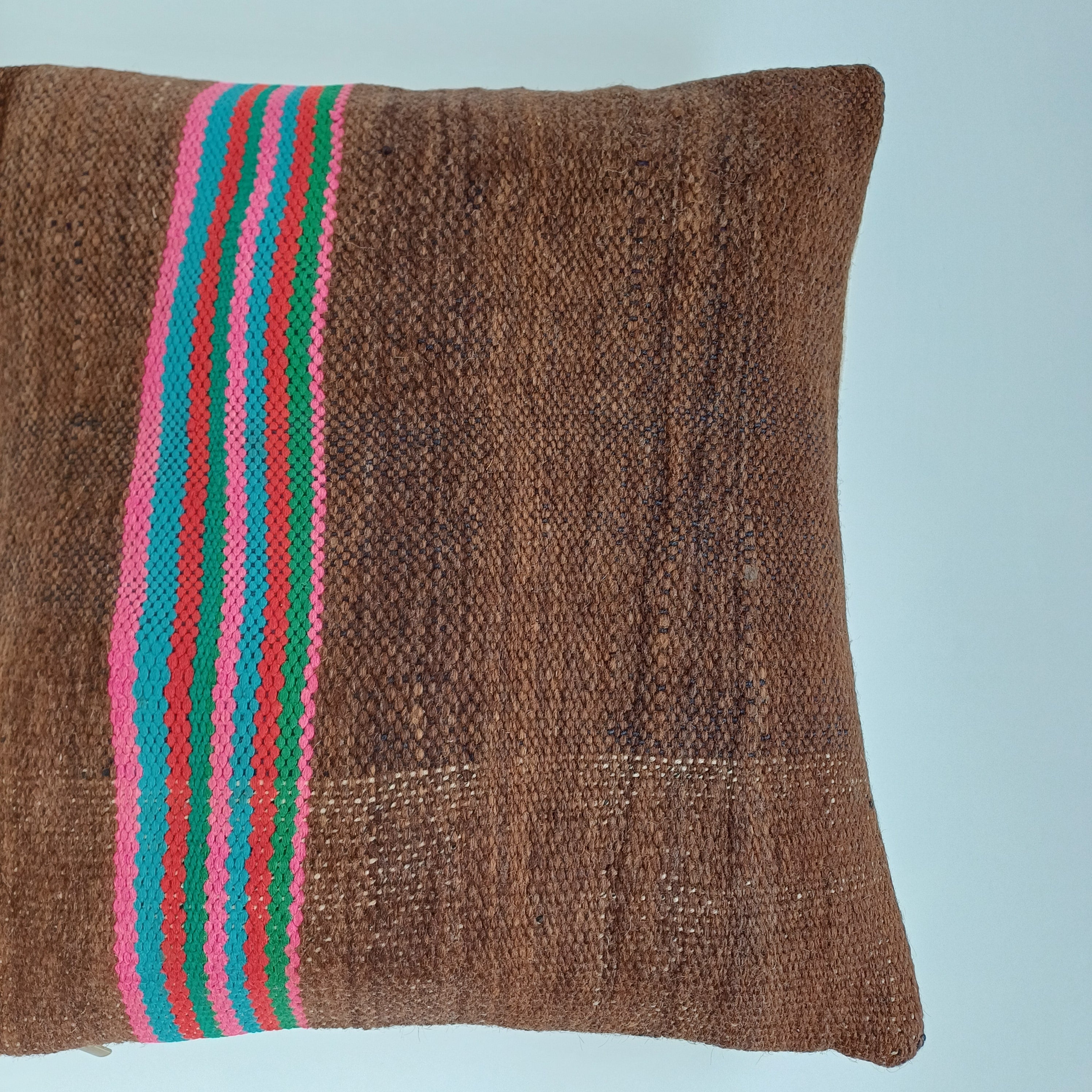 Moroccan Handmade Multicoloured Rug Cushion Cover 16''x16'' / 40x40 CM