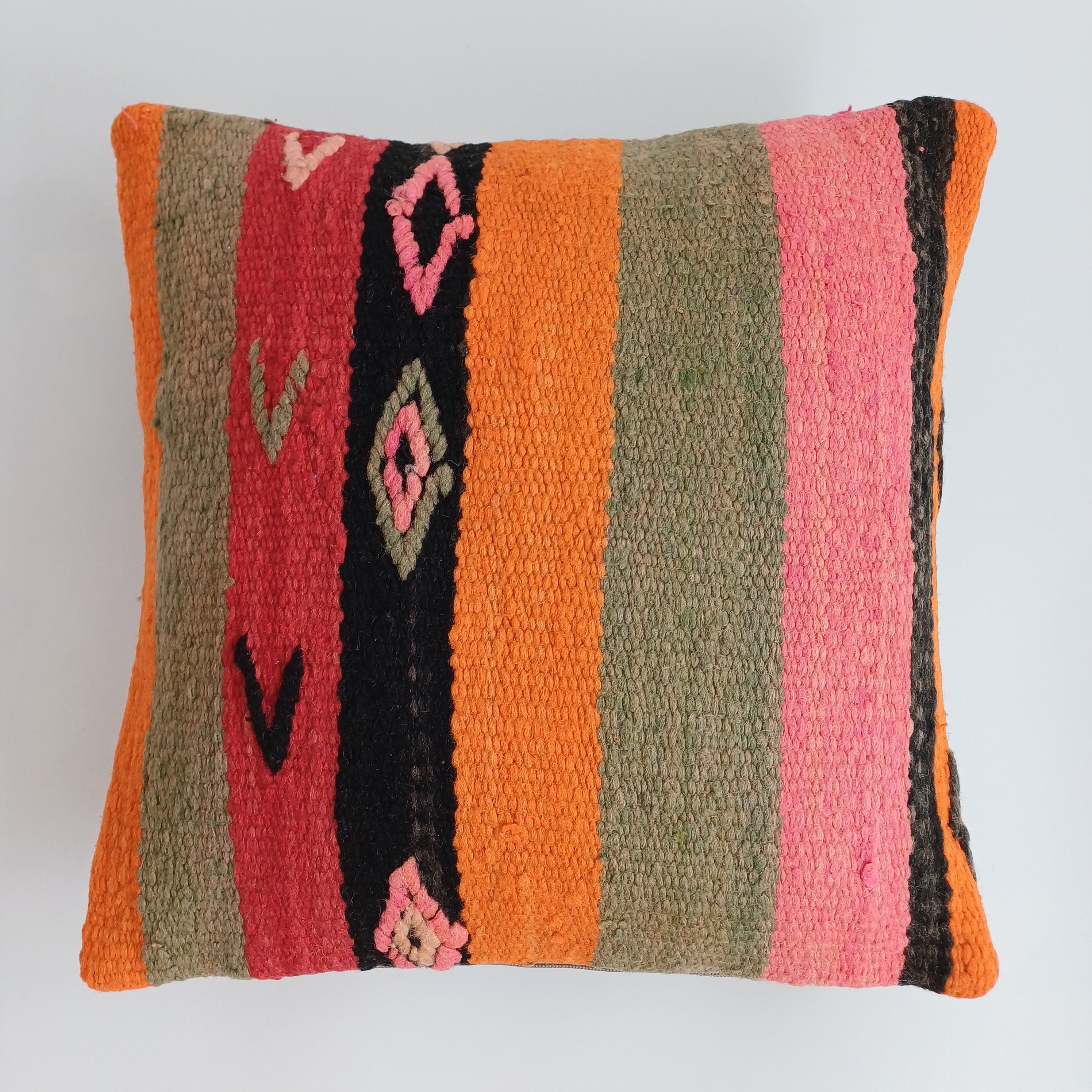 Moroccan Handmade Multicoloured Rug Cushion Cover 16''x16'' / 40x40 CM