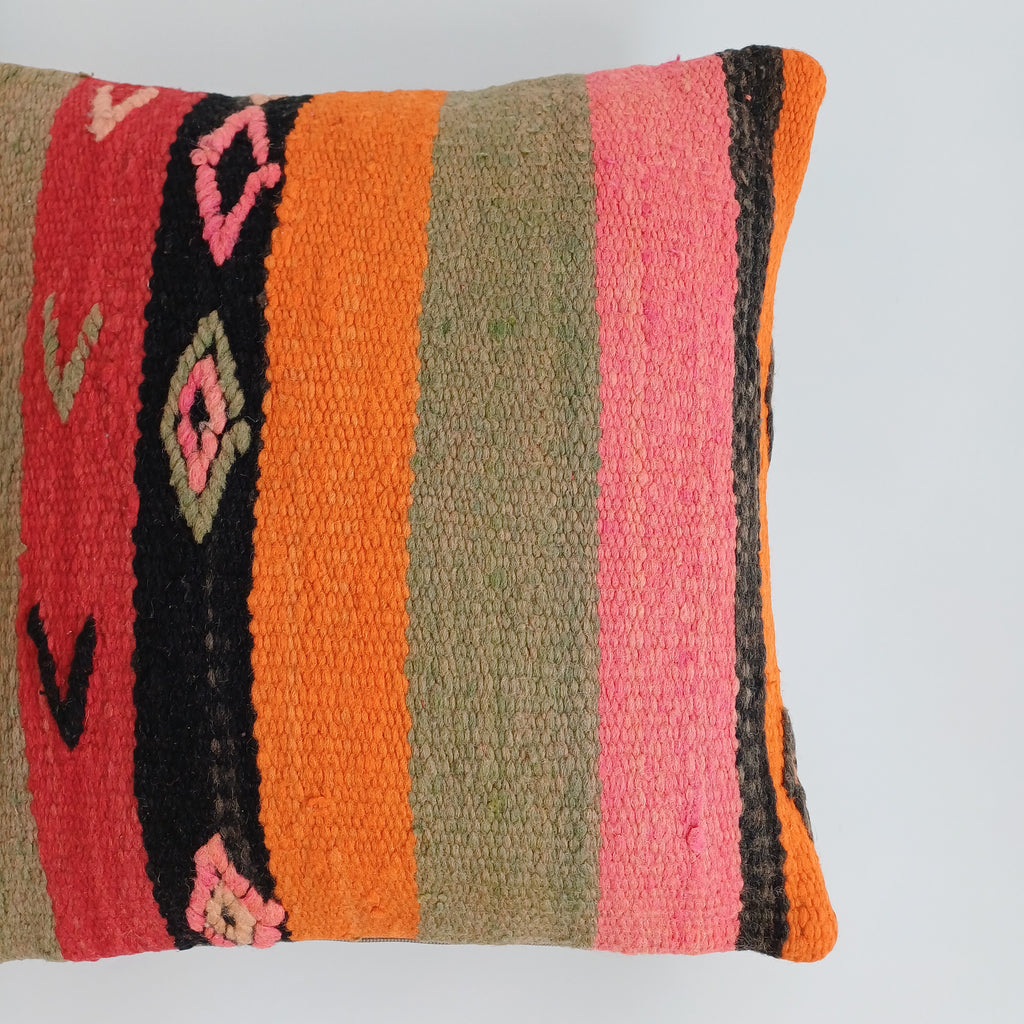 Moroccan Handmade Multicoloured Rug Cushion Cover 16''x16'' / 40x40 CM