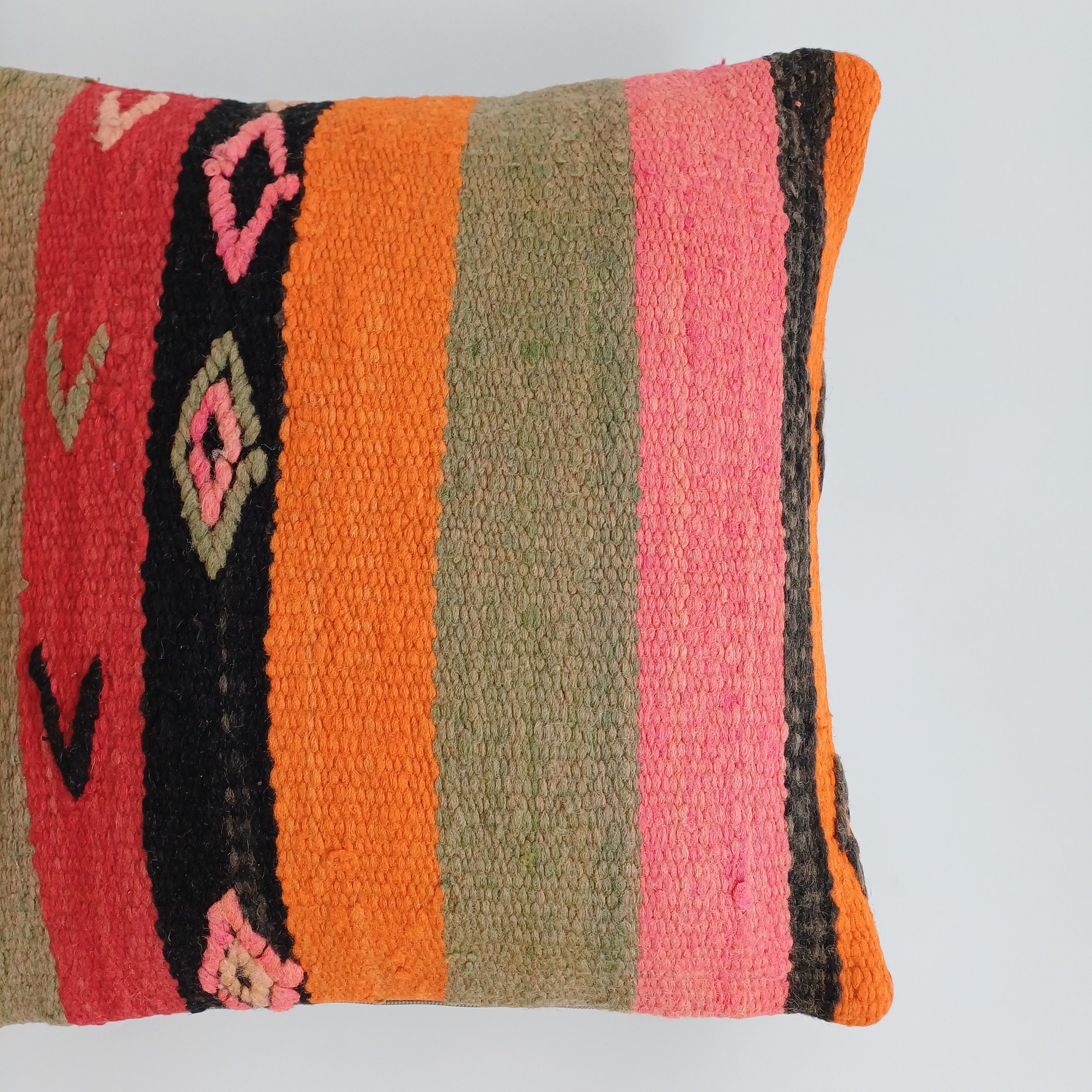 Moroccan Handmade Multicoloured Rug Cushion Cover 16''x16'' / 40x40 CM