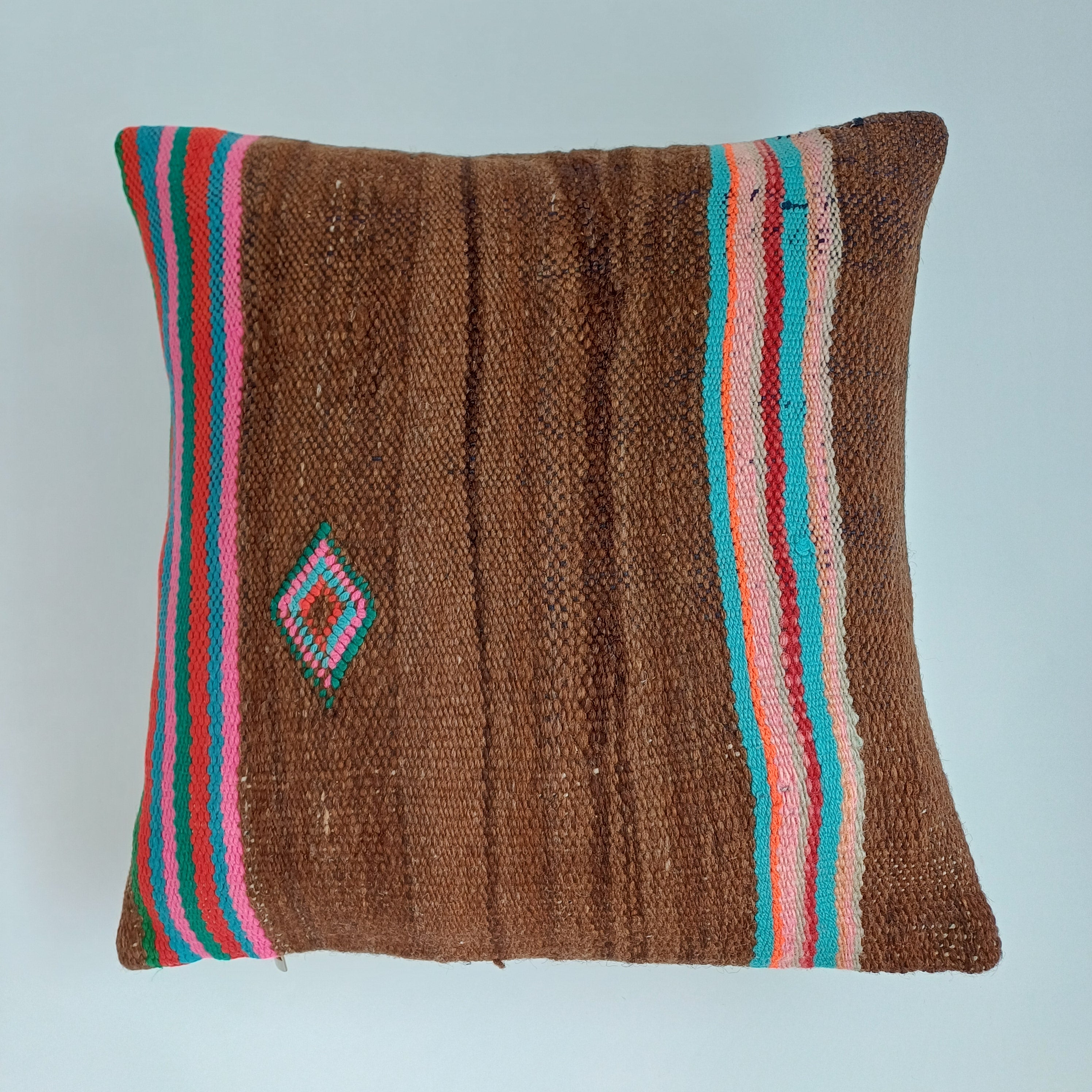 Moroccan Handmade Multicoloured Rug Cushion Cover 16''x16'' / 40x40 CM