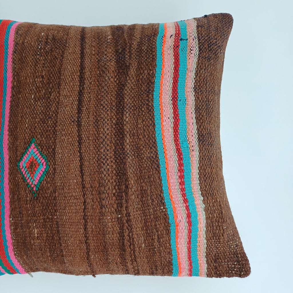Moroccan Handmade Multicoloured Rug Cushion Cover 16''x16'' / 40x40 CM