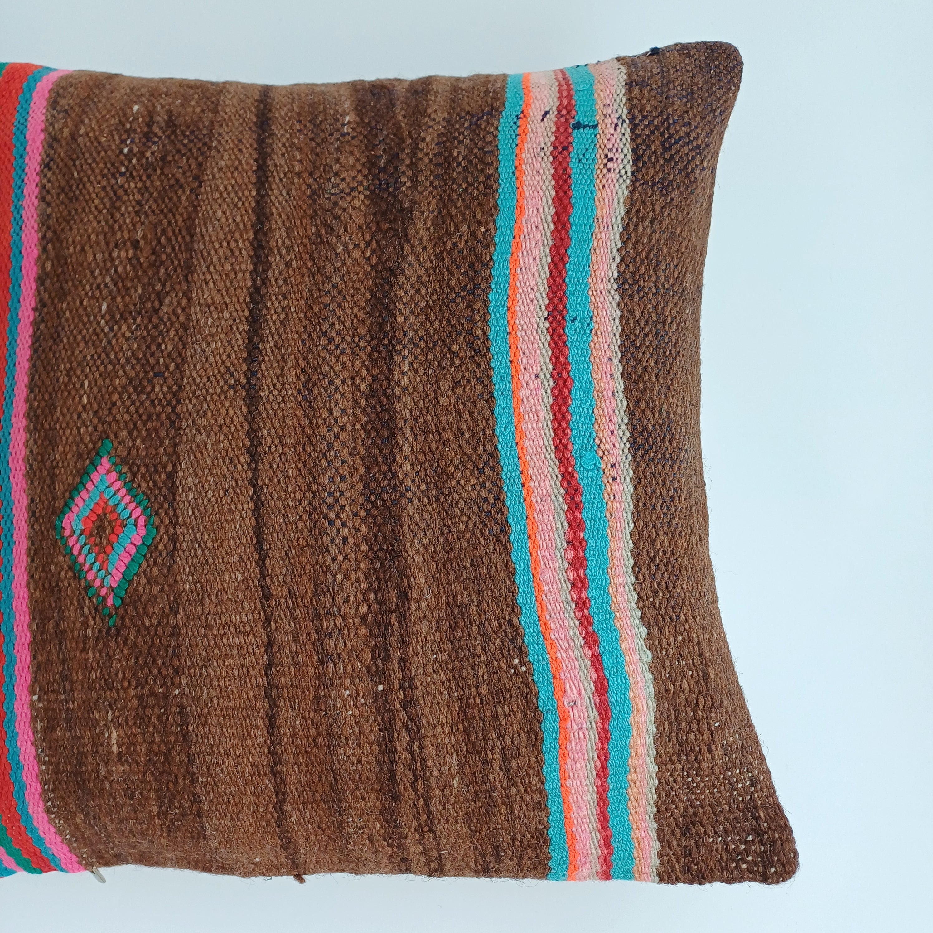 Moroccan Handmade Multicoloured Rug Cushion Cover 16''x16'' / 40x40 CM