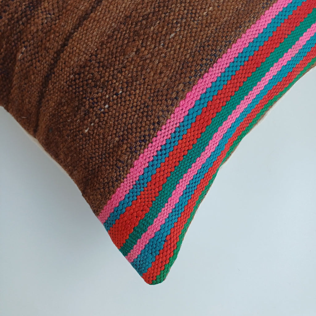 Moroccan Handmade Multicoloured Rug Cushion Cover 16''x16'' / 40x40 CM