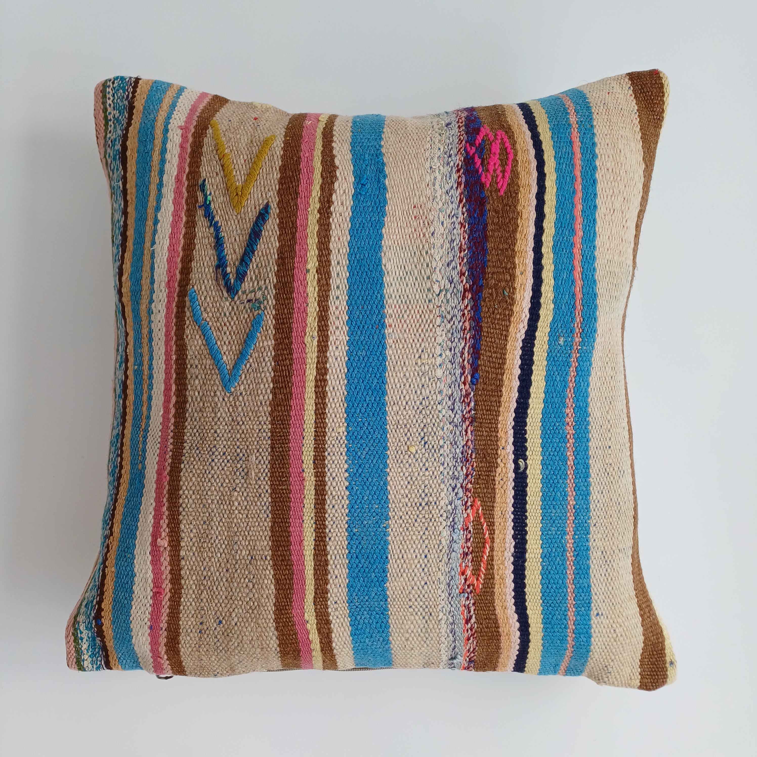 Moroccan Handmade Multicoloured Rug Cushion Cover 16''x16'' / 40x40 CM