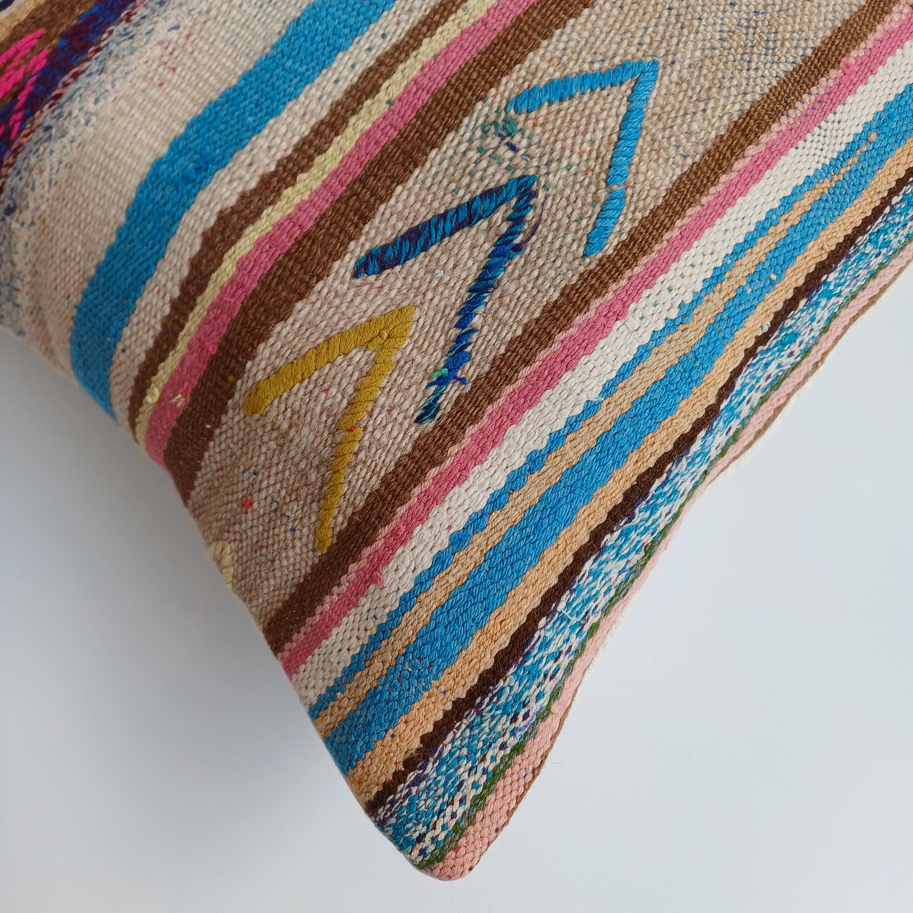Moroccan Handmade Multicoloured Rug Cushion Cover 16''x16'' / 40x40 CM