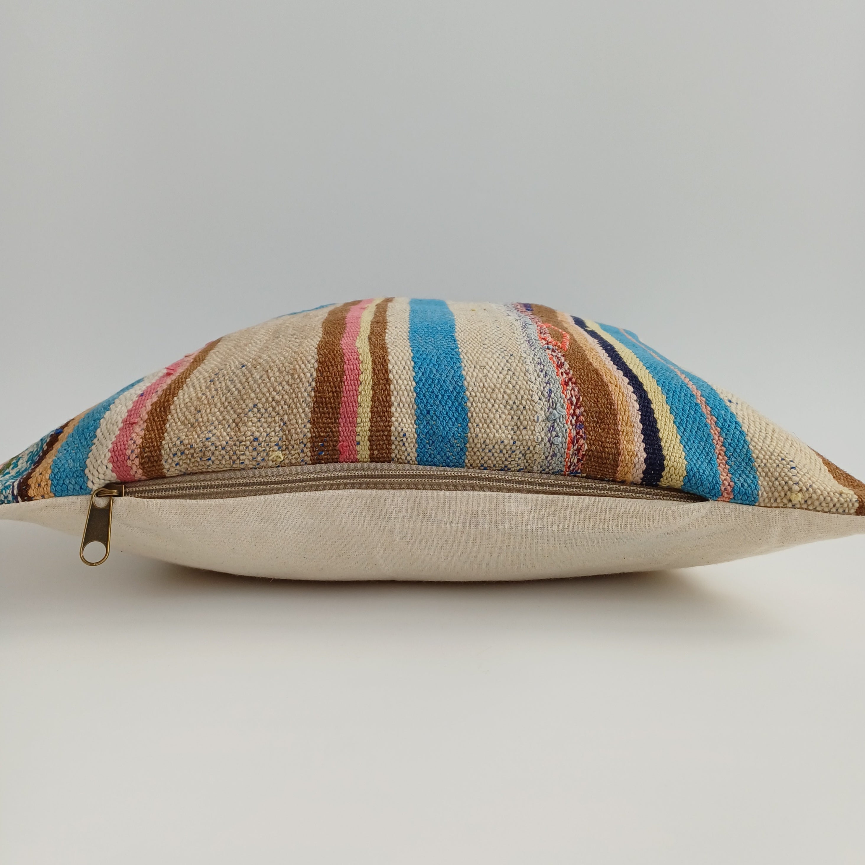 Moroccan Handmade Multicoloured Rug Cushion Cover 16''x16'' / 40x40 CM