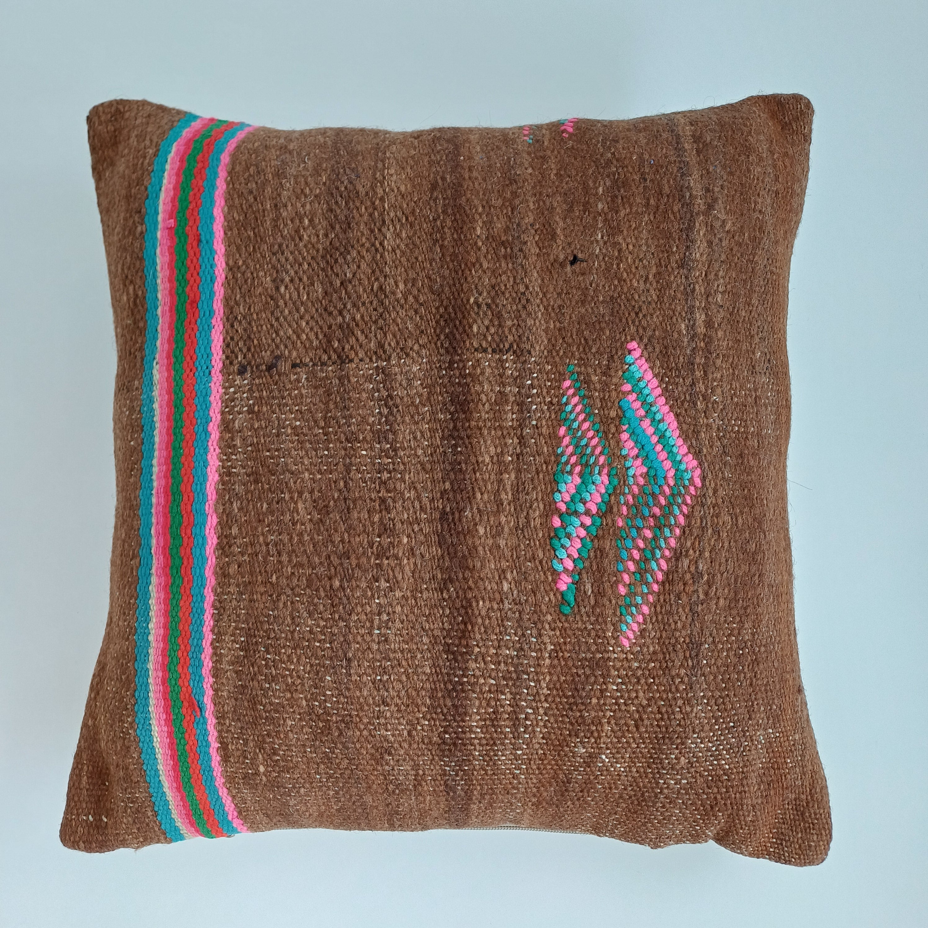 Moroccan Handmade Multicoloured Rug Cushion Cover 16''x16'' / 40x40 CM