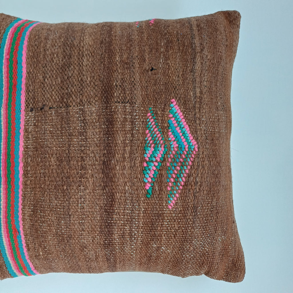 Moroccan Handmade Multicoloured Rug Cushion Cover 16''x16'' / 40x40 CM