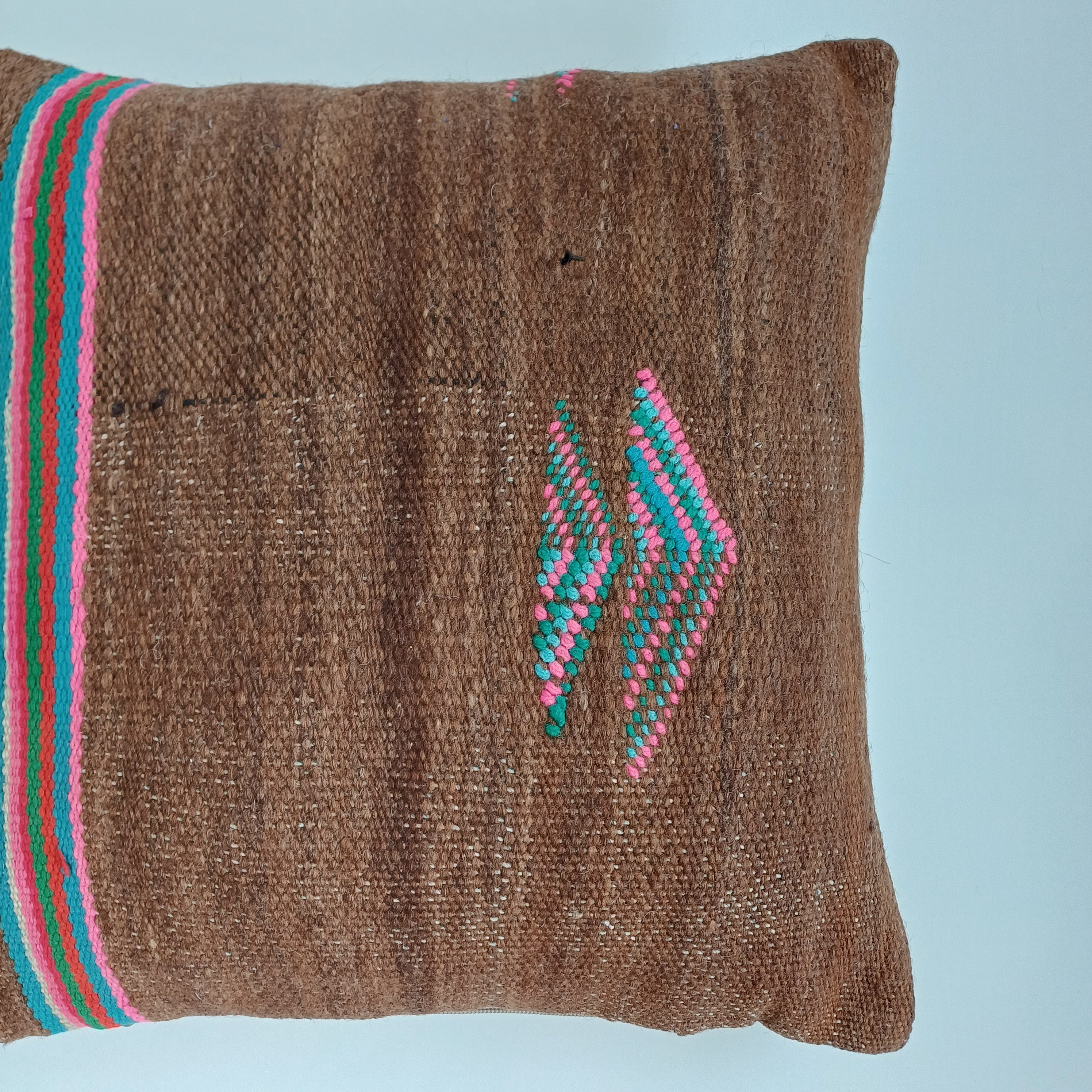 Moroccan Handmade Multicoloured Rug Cushion Cover 16''x16'' / 40x40 CM