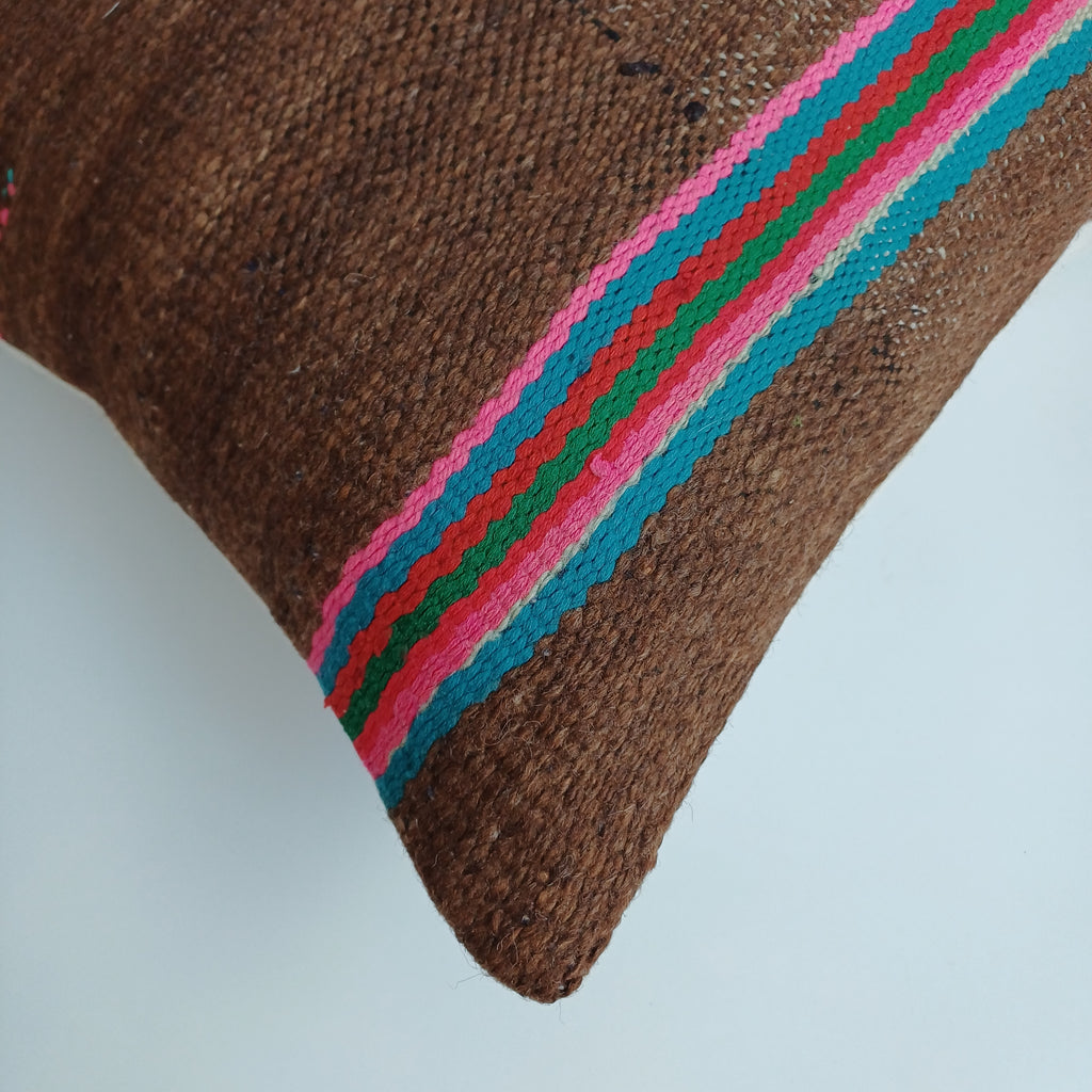Moroccan Handmade Multicoloured Rug Cushion Cover 16''x16'' / 40x40 CM