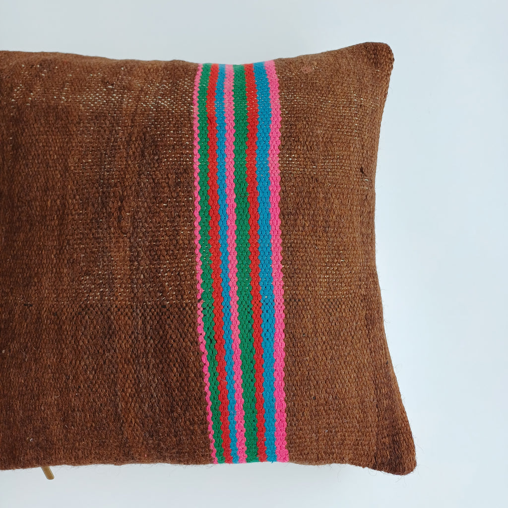 Moroccan Handmade Multicoloured Rug Cushion Cover 16''x16'' / 40x40 CM