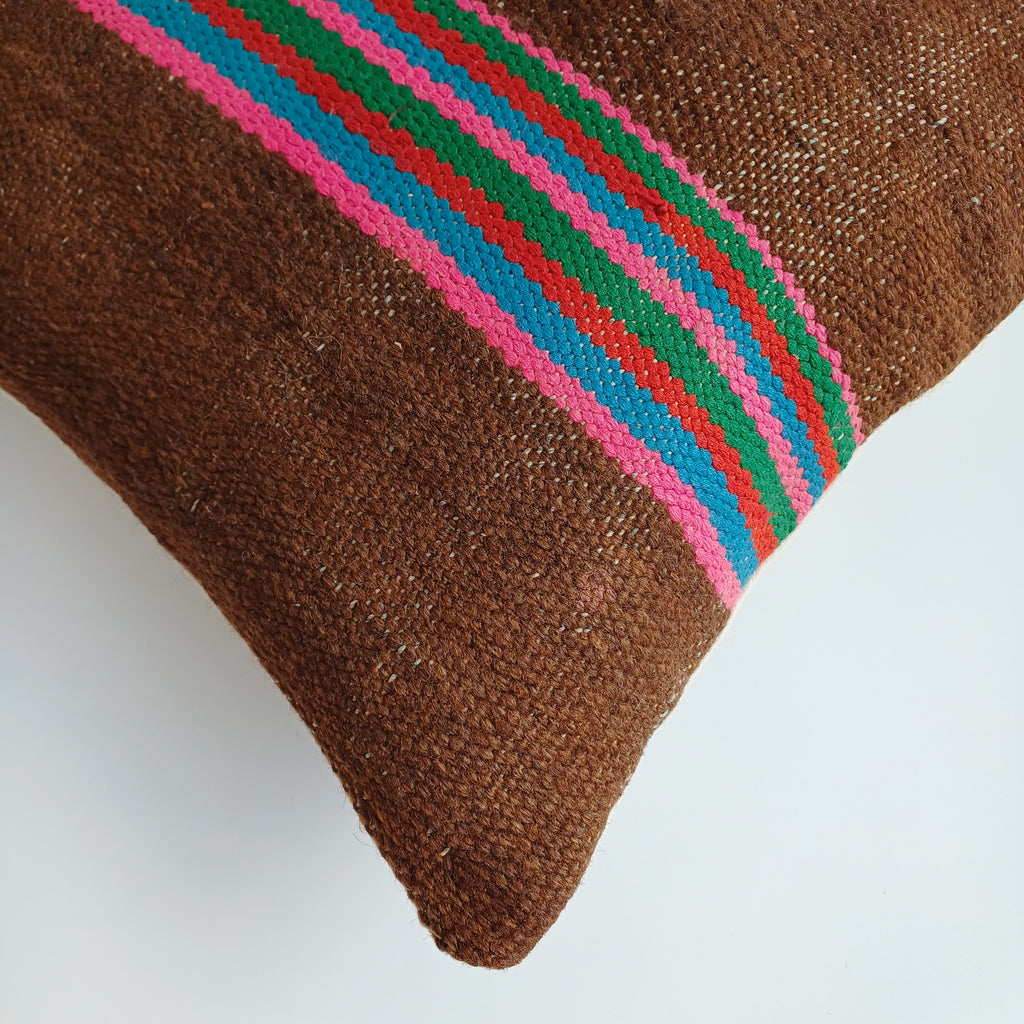 Moroccan Handmade Multicoloured Rug Cushion Cover 16''x16'' / 40x40 CM