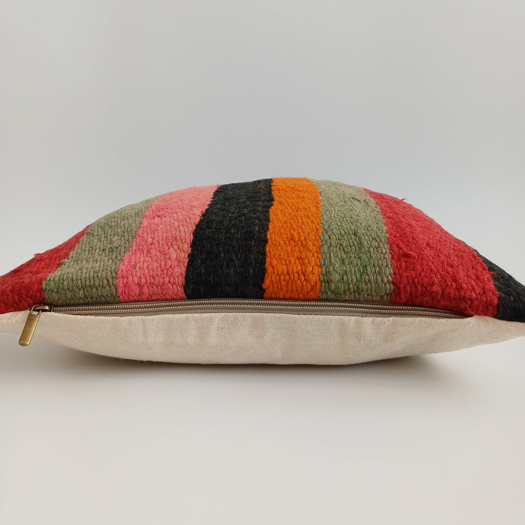 Moroccan Handmade Multicoloured Rug Cushion Cover 16''x16'' / 40x40 CM