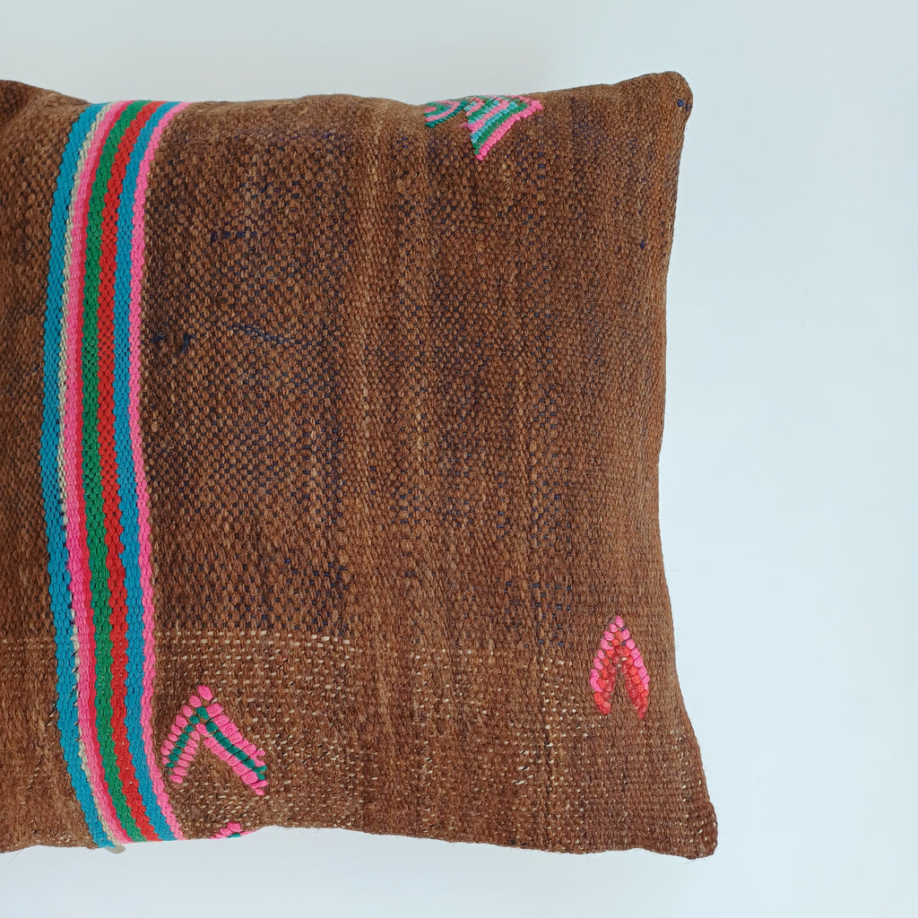 Moroccan Handmade Multicoloured Rug Cushion Cover 16''x16'' / 40x40 CM