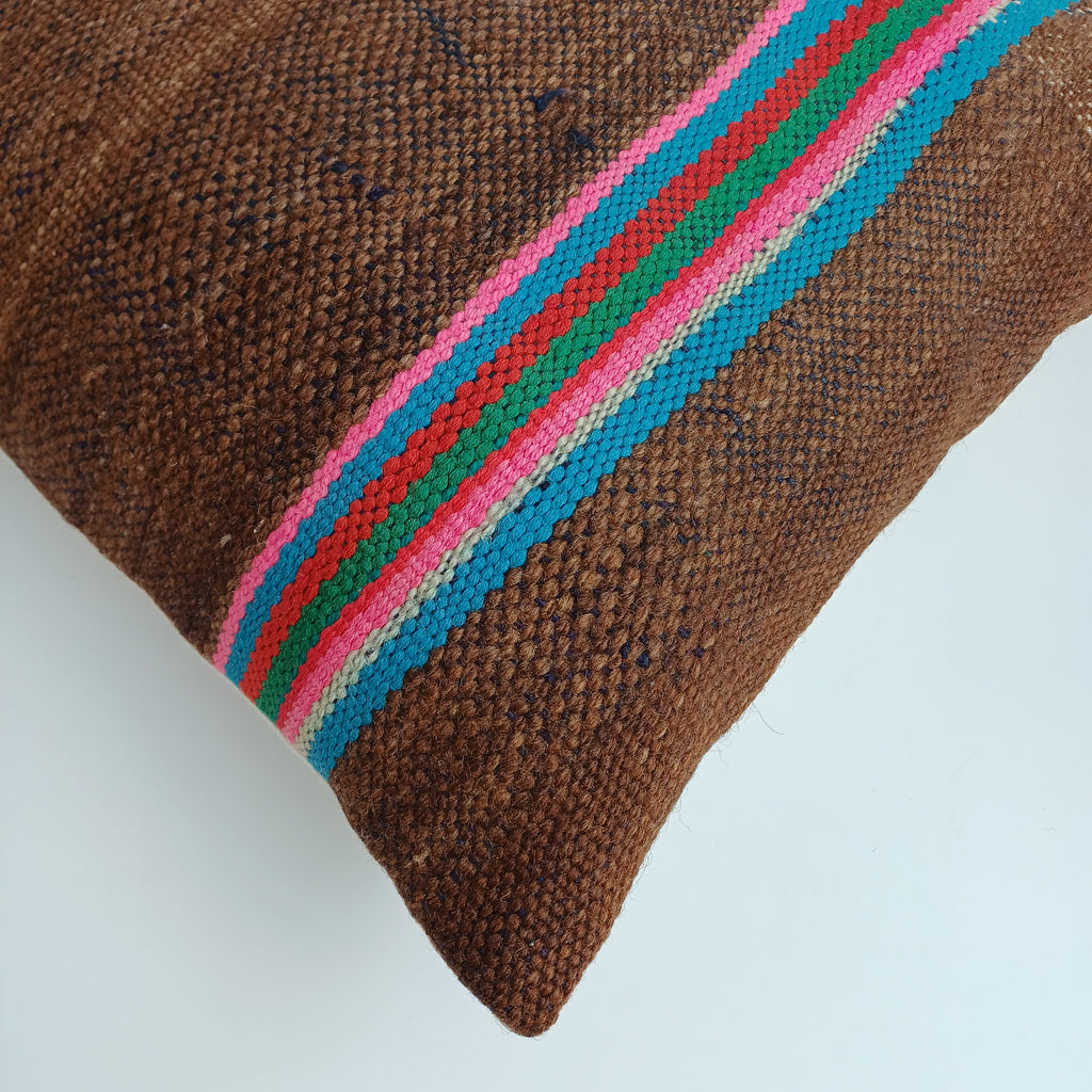 Moroccan Handmade Multicoloured Rug Cushion Cover 16''x16'' / 40x40 CM