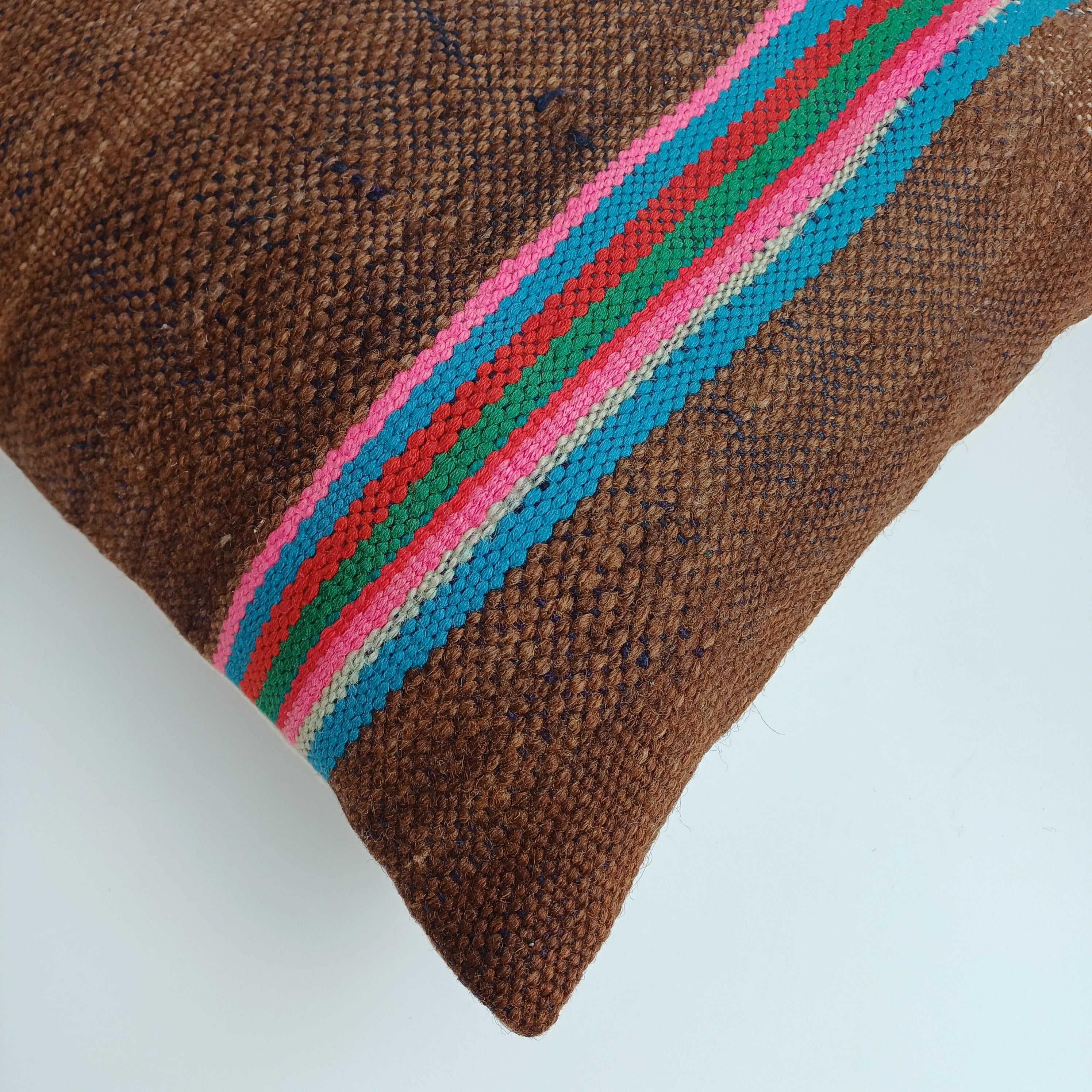 Moroccan Handmade Multicoloured Rug Cushion Cover 16''x16'' / 40x40 CM