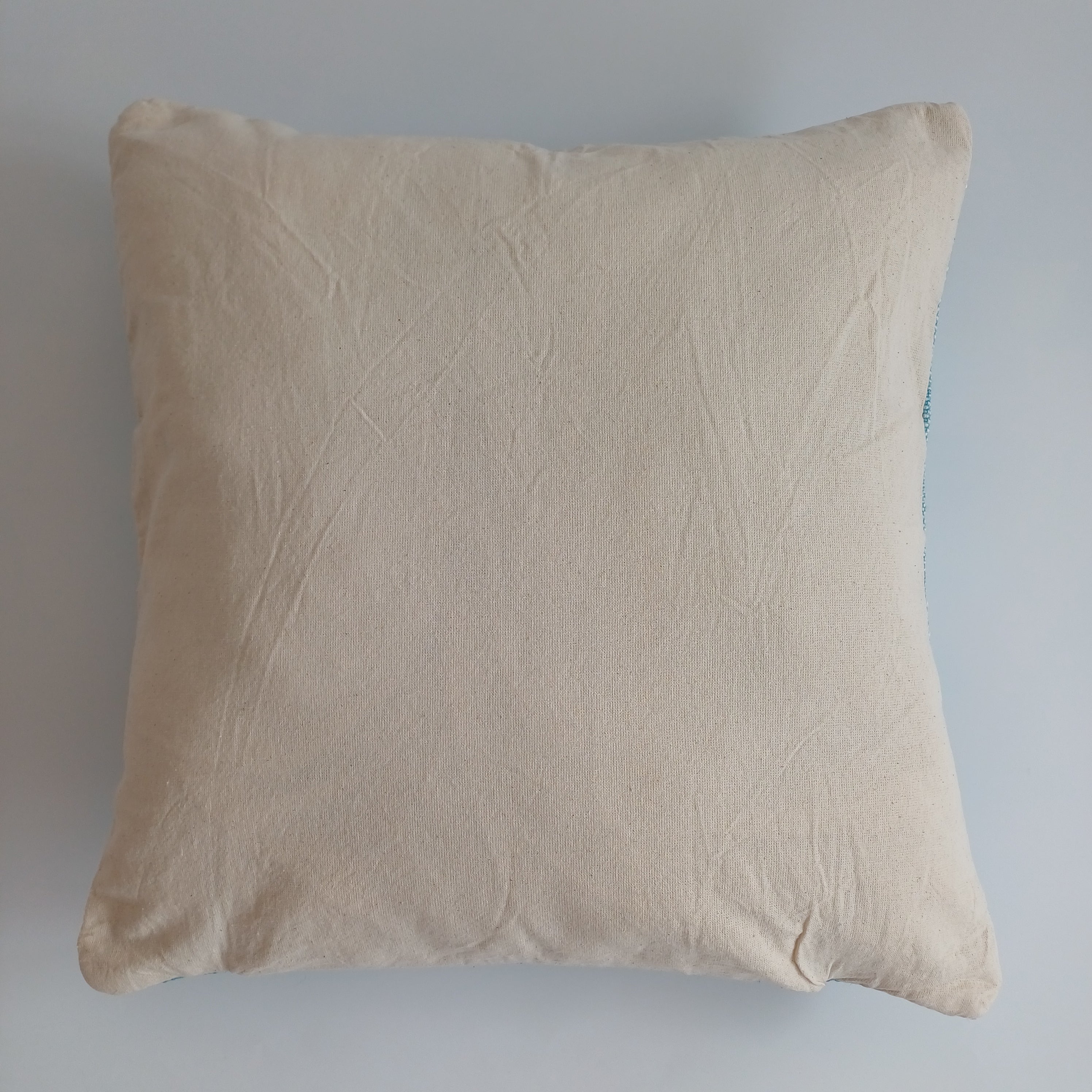 Moroccan Handmade Teal Blue Cactus Silk Cushion Cover 16''x16'' / 40x40 CM
