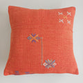 Moroccan Handmade Red Orange Cactus Silk Cushion Cover 16''x16'' / 40x40 CM