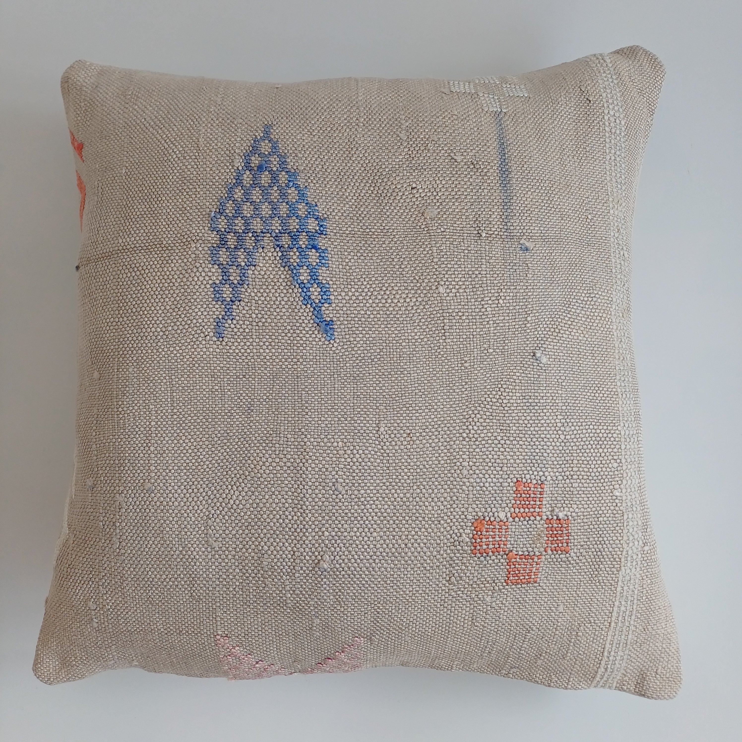 Moroccan Handmade Oatmeal Cactus Silk Cushion Cover 16''x16'' / 40x40 CM